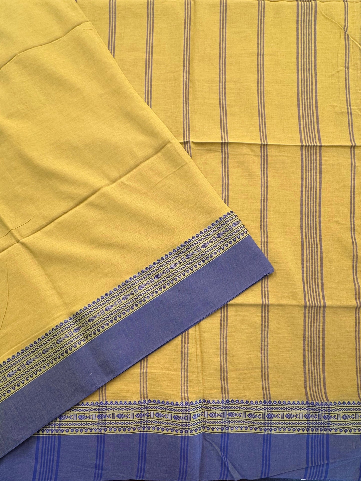 Olive Green-Blue Tripura Cotton Saree