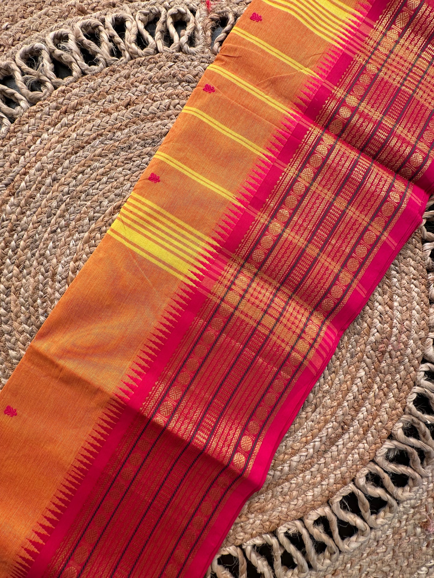 Mustard Narayanpet Cotton Saree