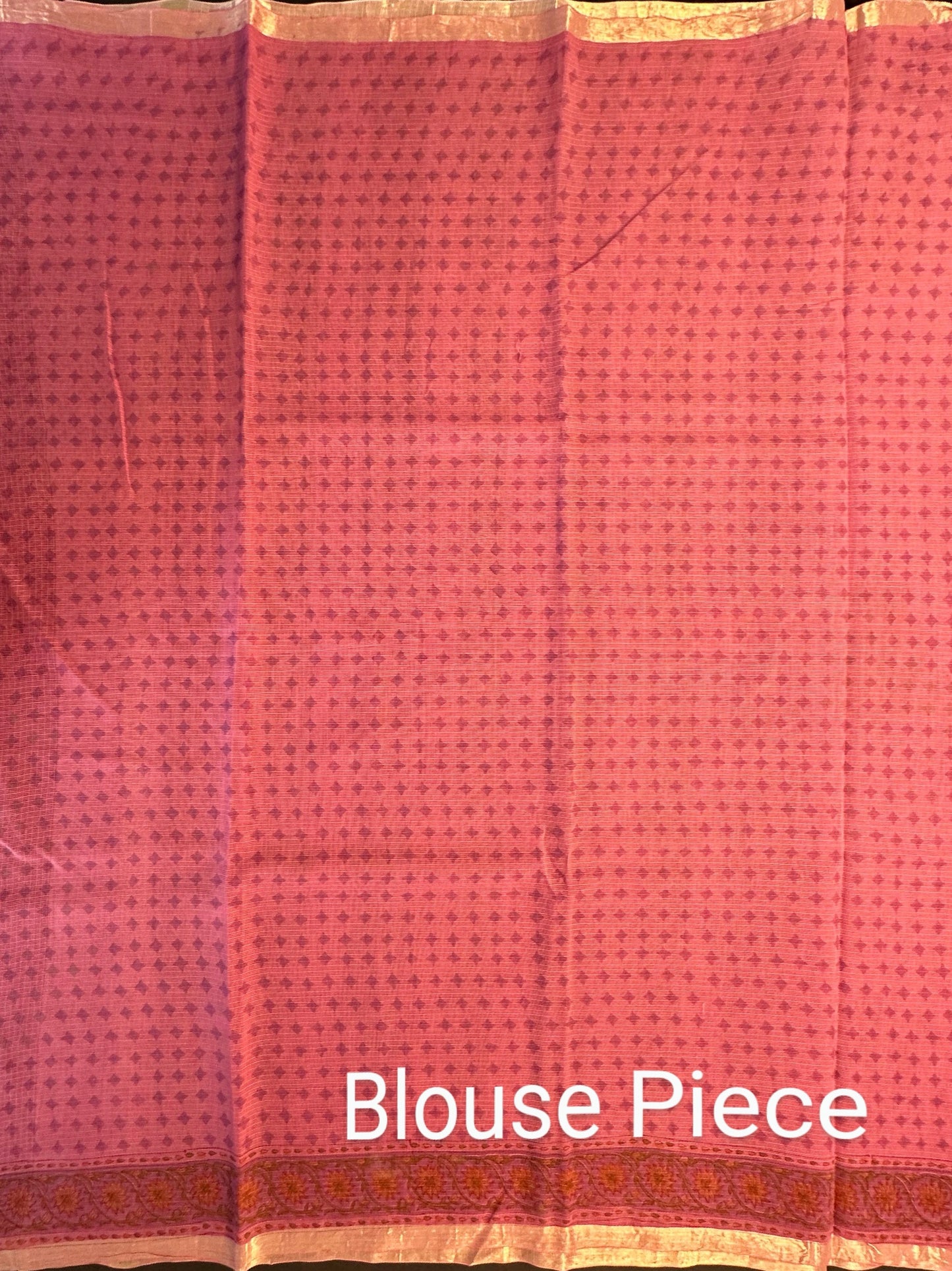 Pink Block Print Kota Doria Cotton Saree