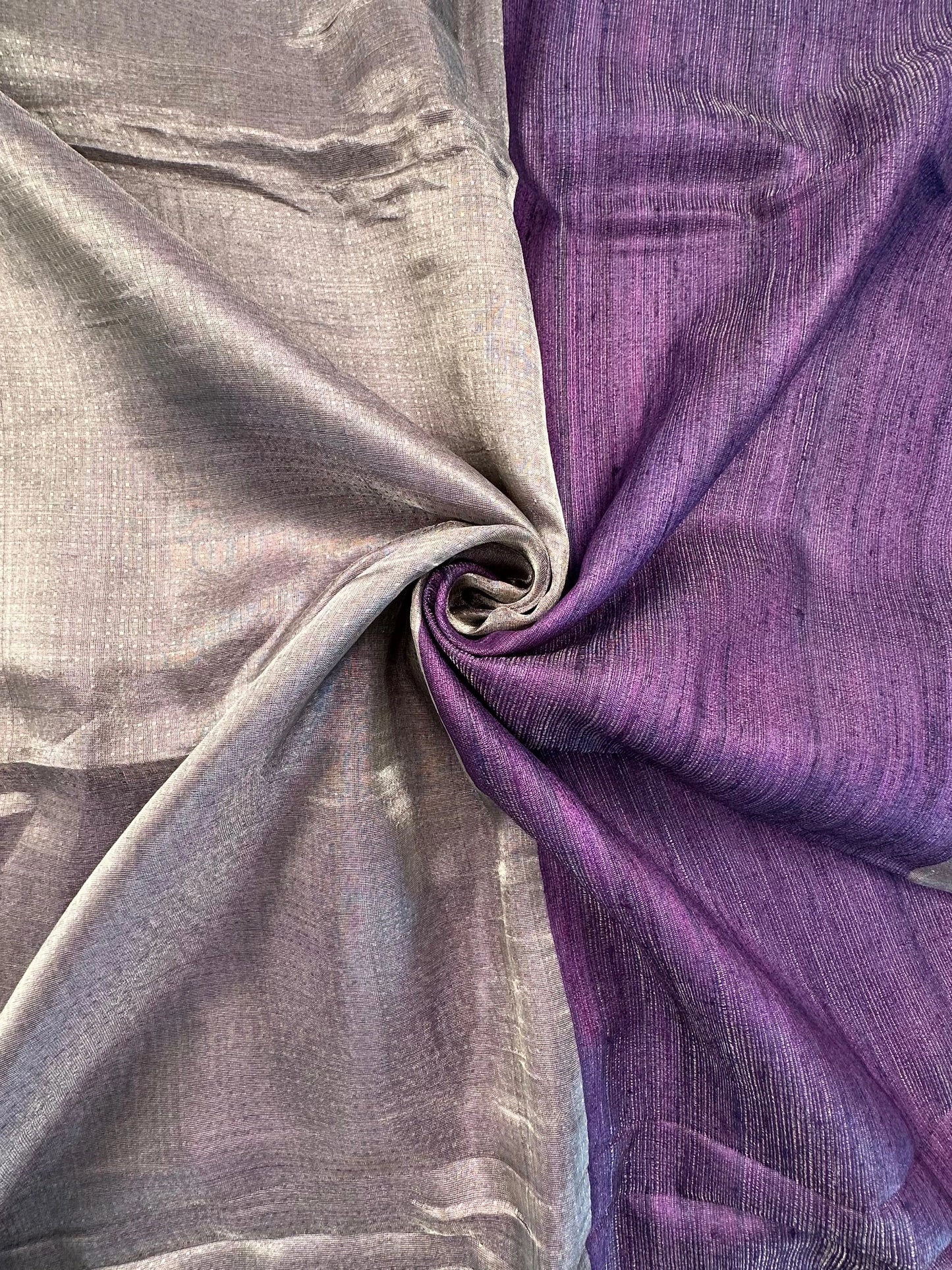 Purple Emboss Pure Tissue Silk Saree