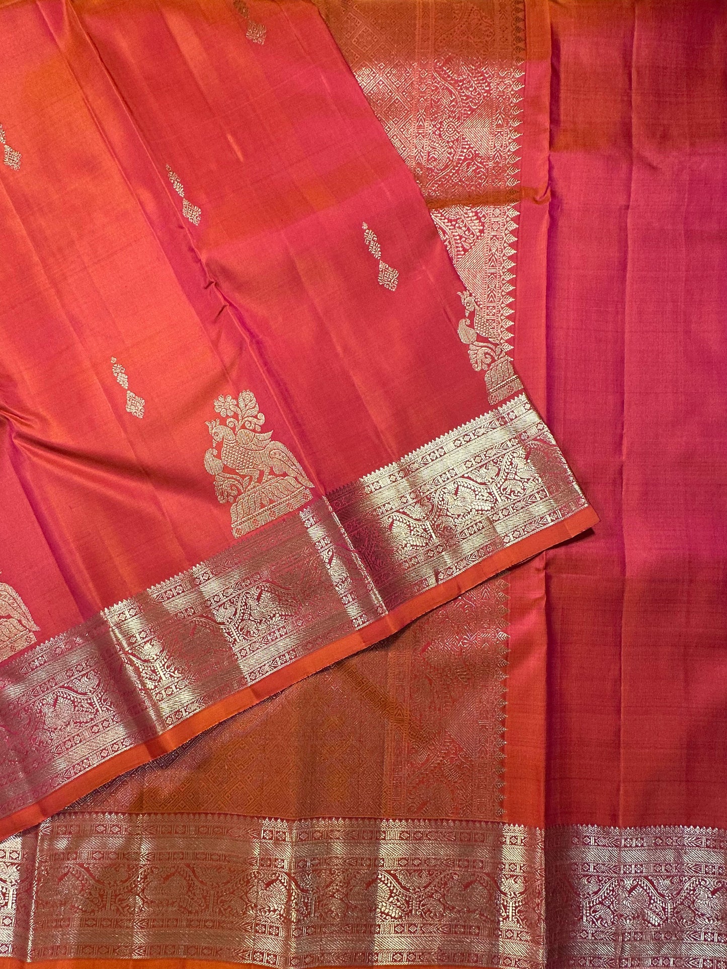 Peach Handloom Kanjivaram Pure Silk Saree