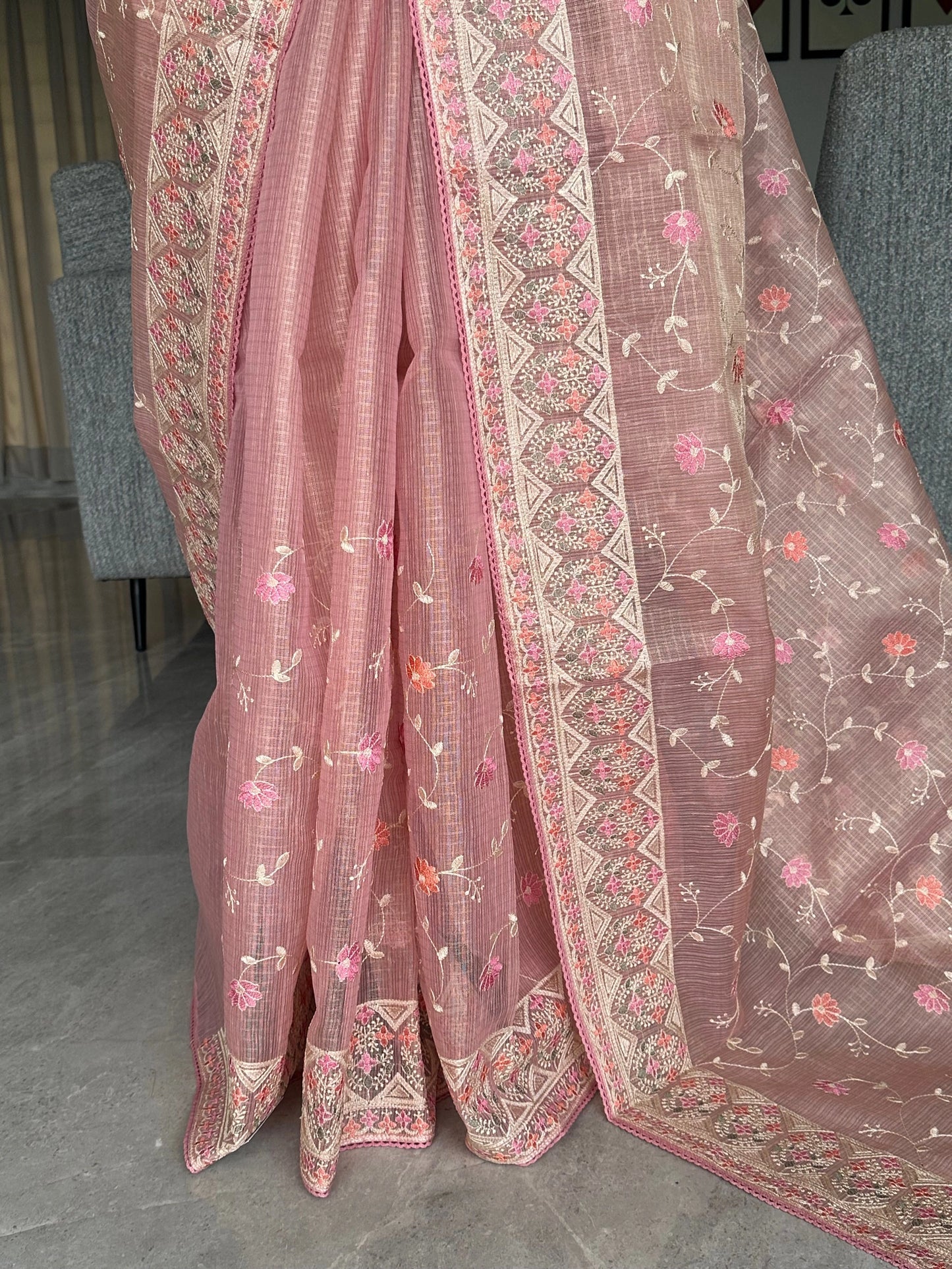 Pink Fancy Tissue Saree