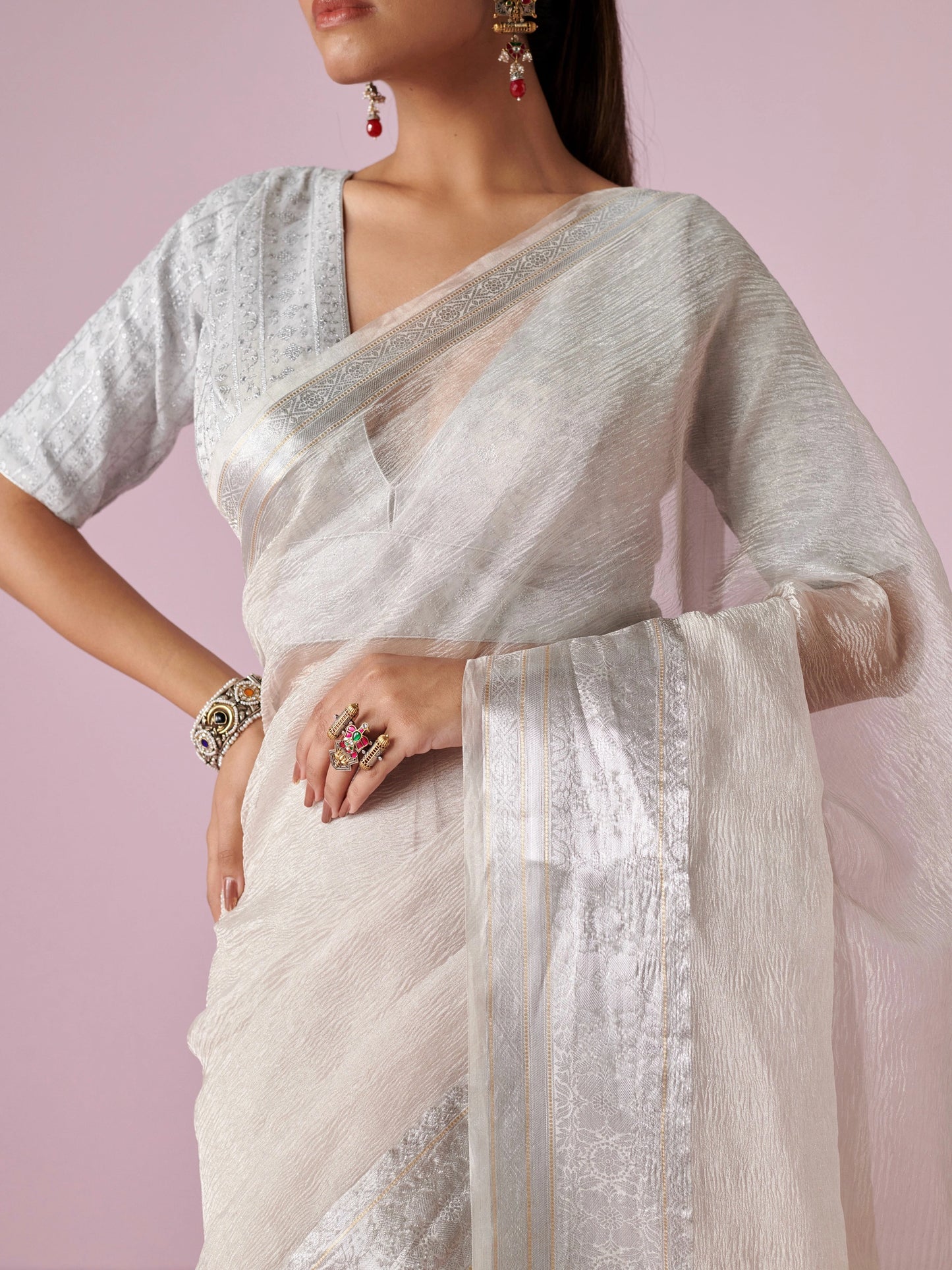 Silver Crush Pure Tissue Saree