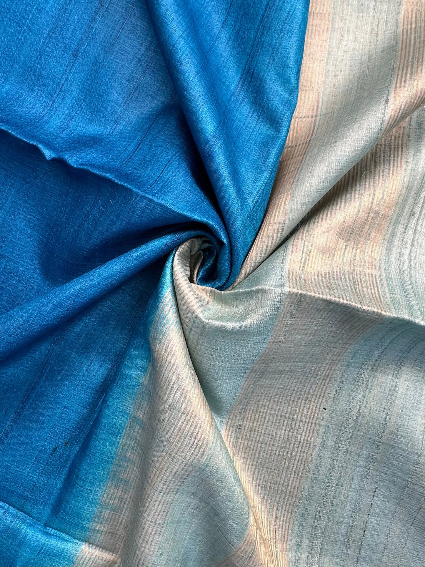 Shaded Blue Handloom Tussar Silk Saree