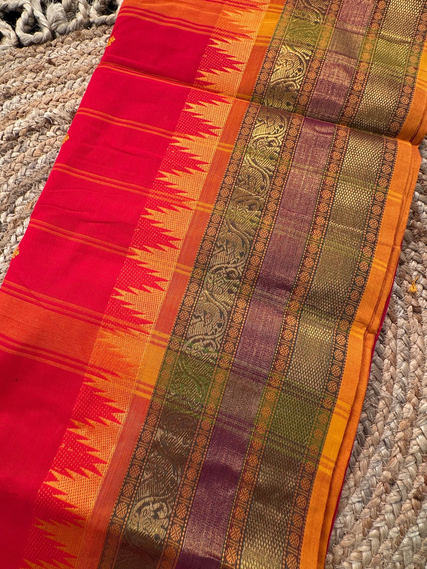Red Narayanpet Cotton Saree