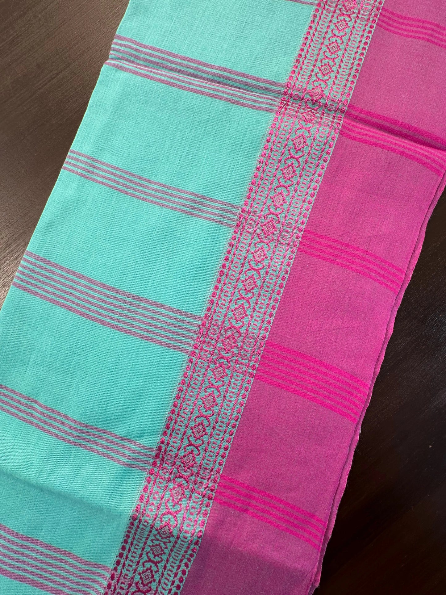 Sea Green-Purple Tripura Cotton Saree
