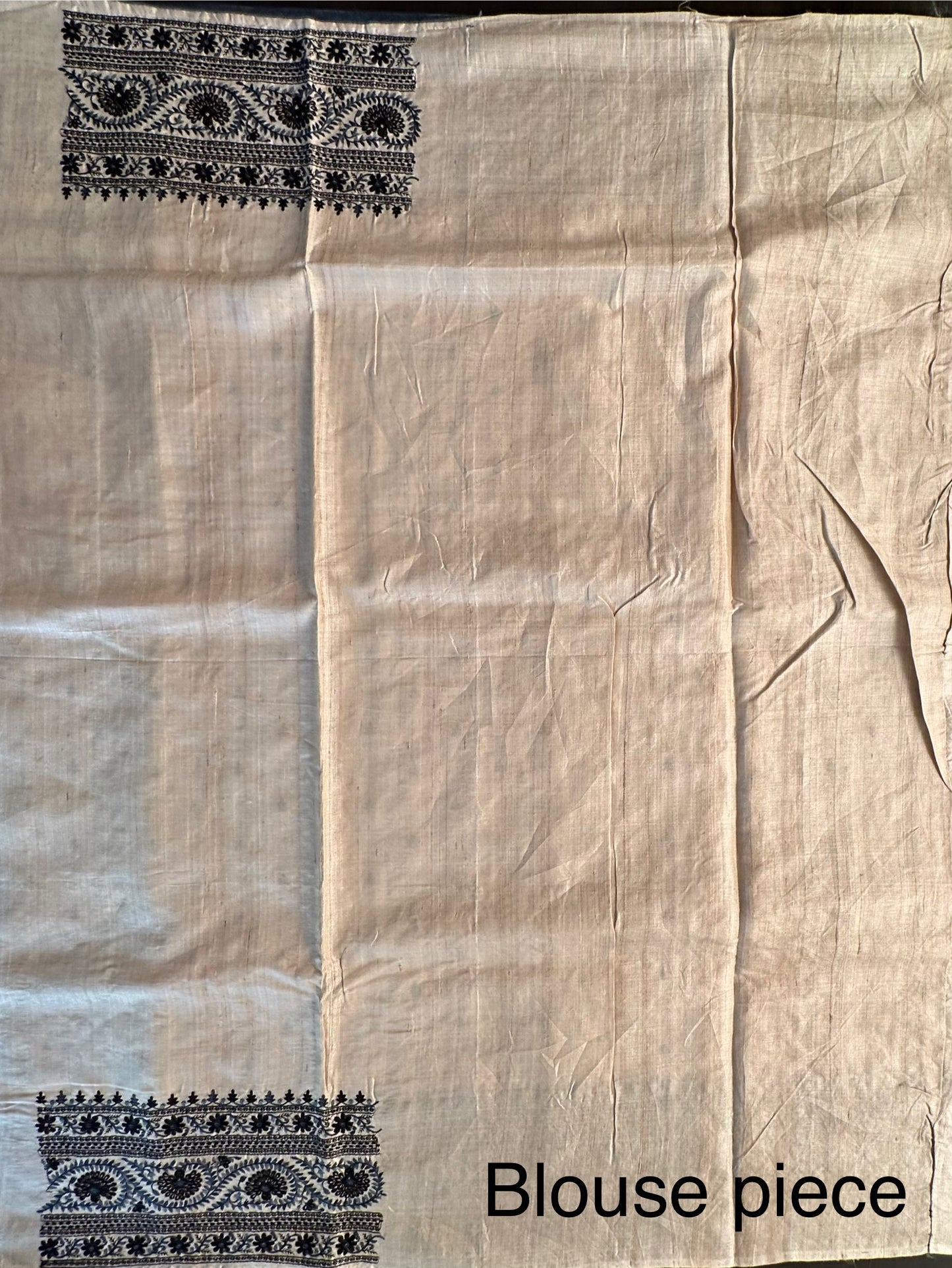 Beige Pure Tussar Silk Saree With Embroidery