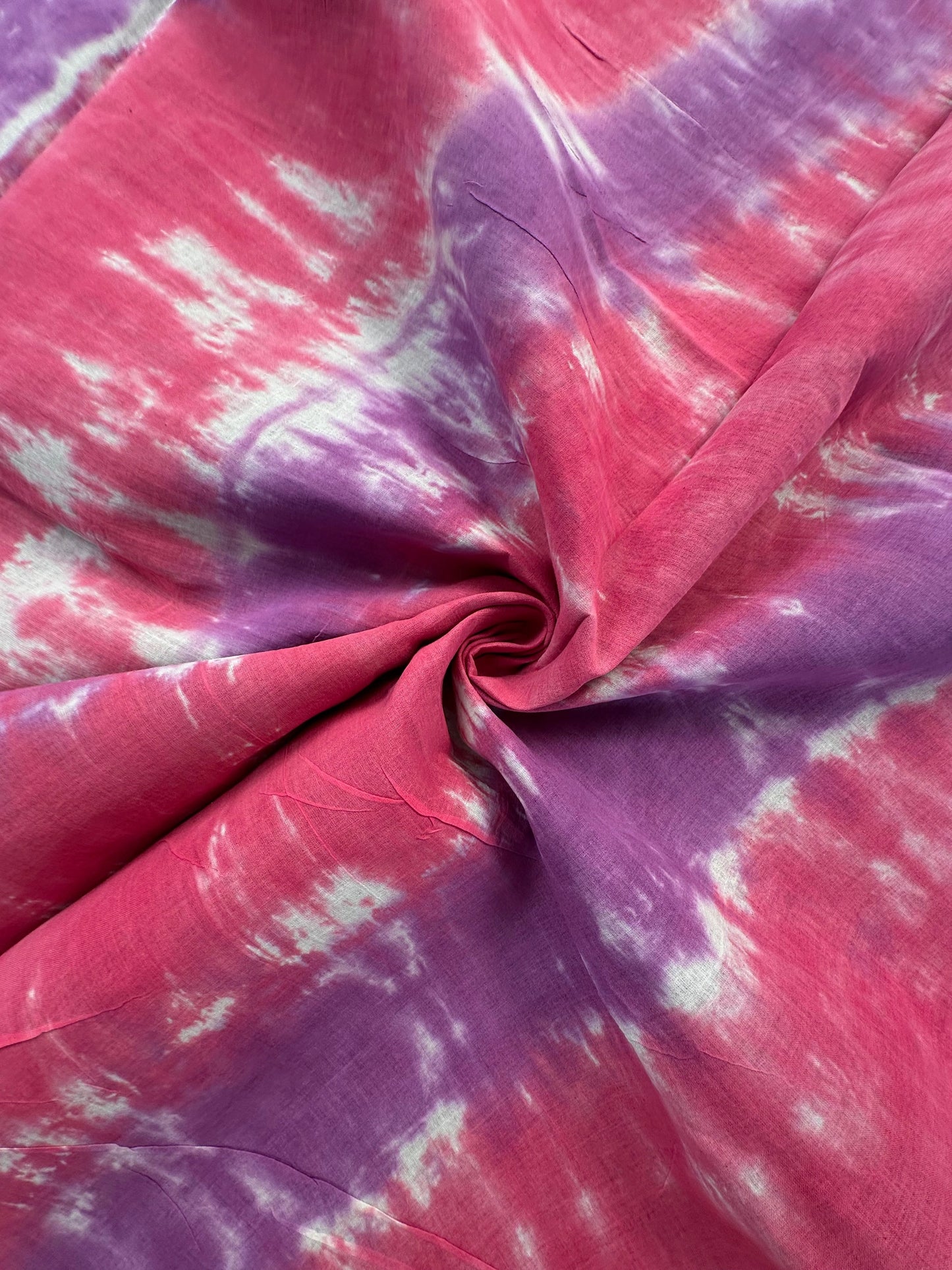 Purple-Coral Pink Batik Pure Cotton Saree