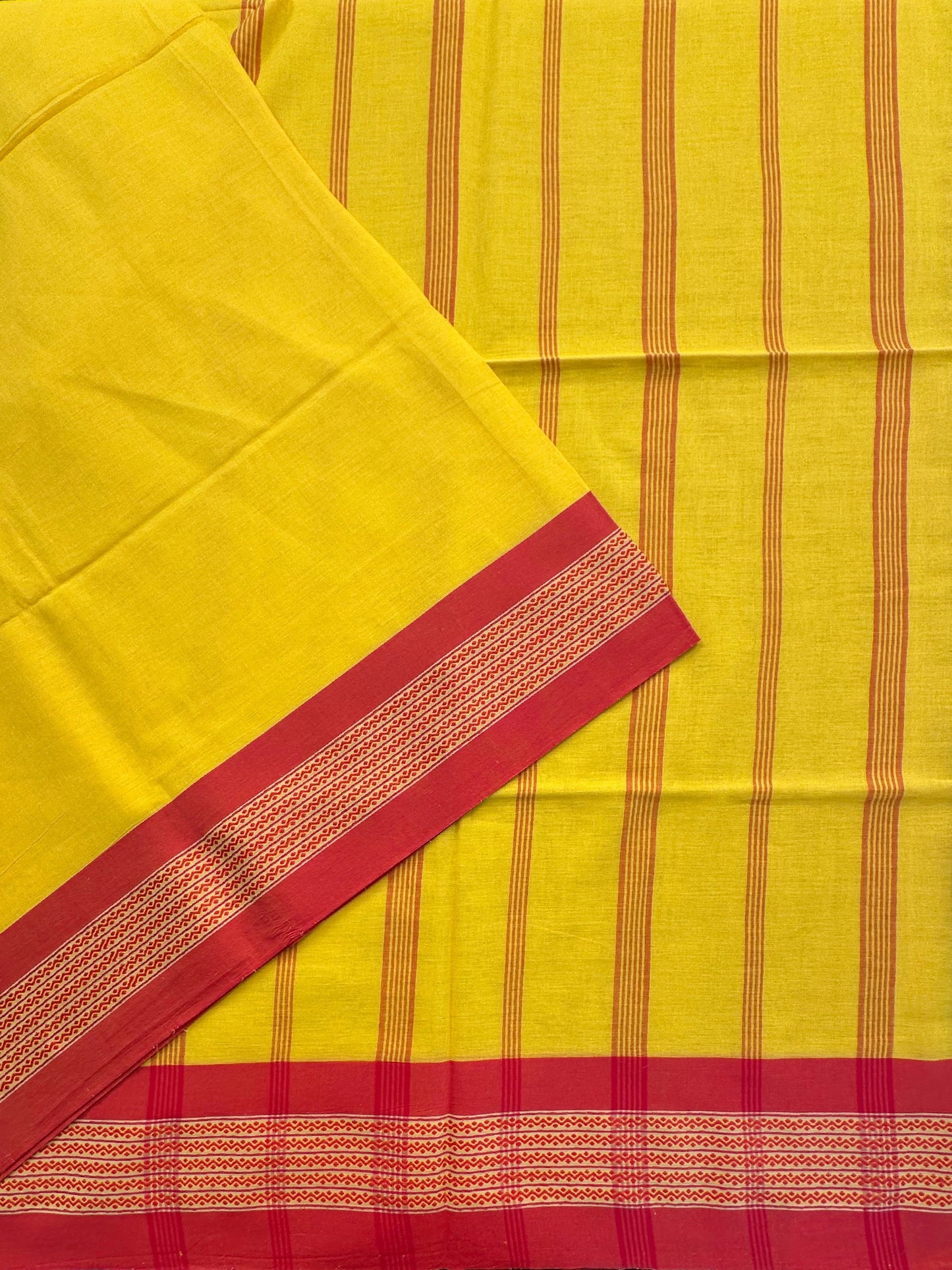 Yellow-Red Tripura Cotton Saree