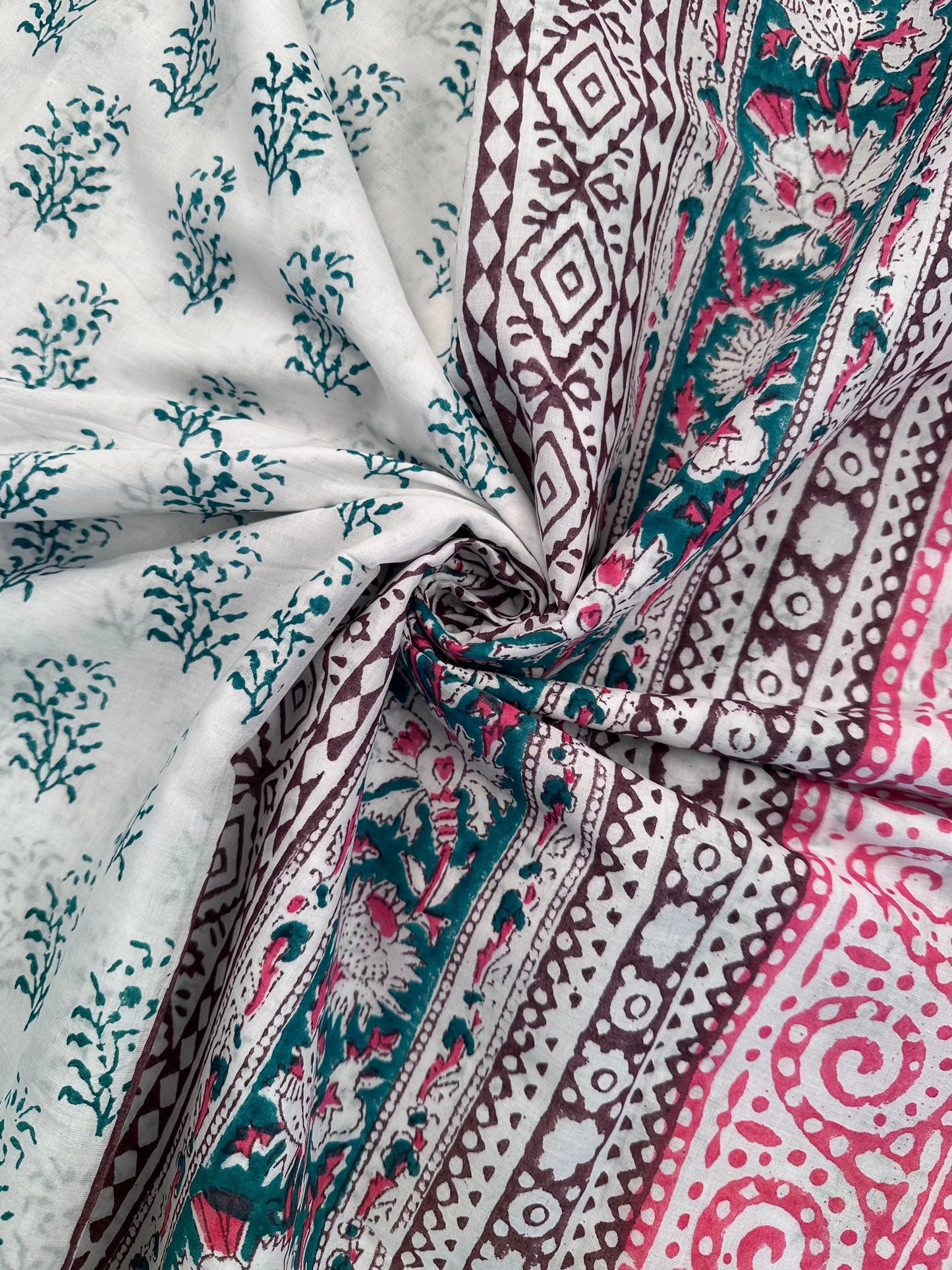 Off White Hand Block Print Pure Cotton Saree