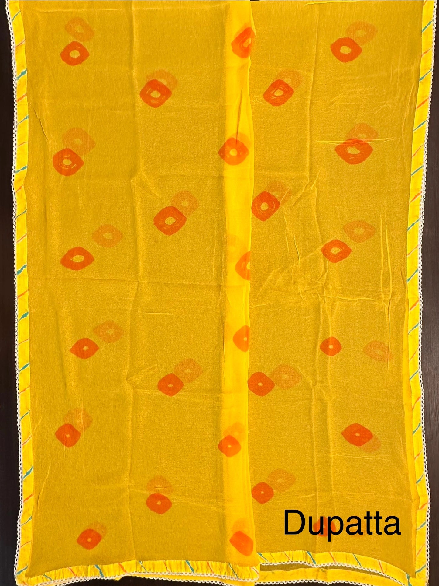 Yellow Leheriya Cotton 3-Piece Suit