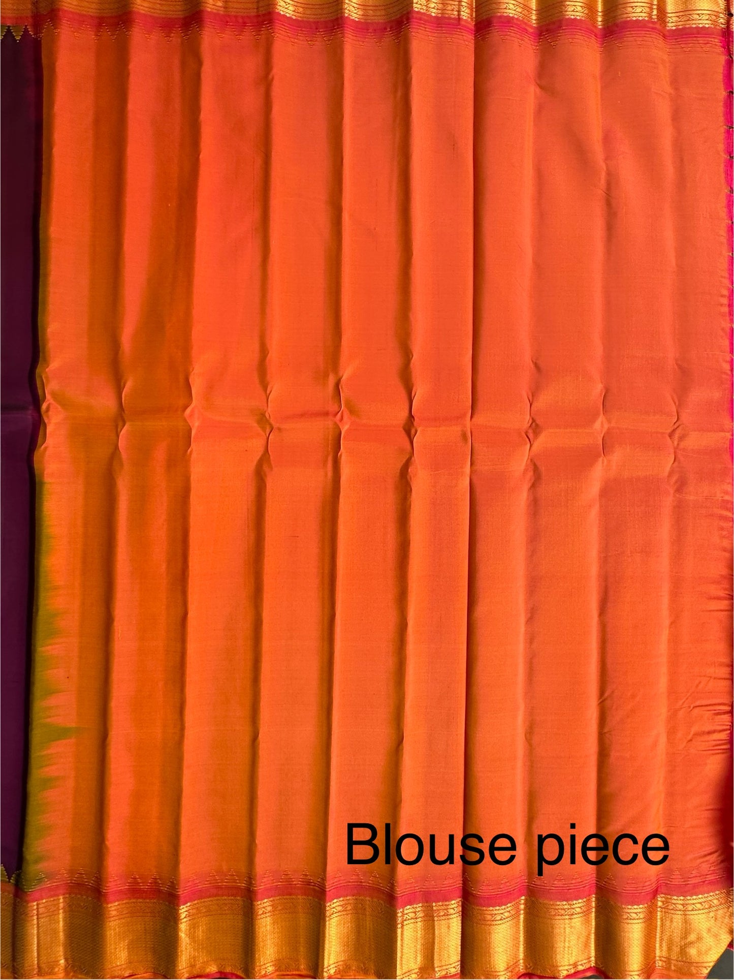 Purple-Coral Gadwal Pure Silk Saree