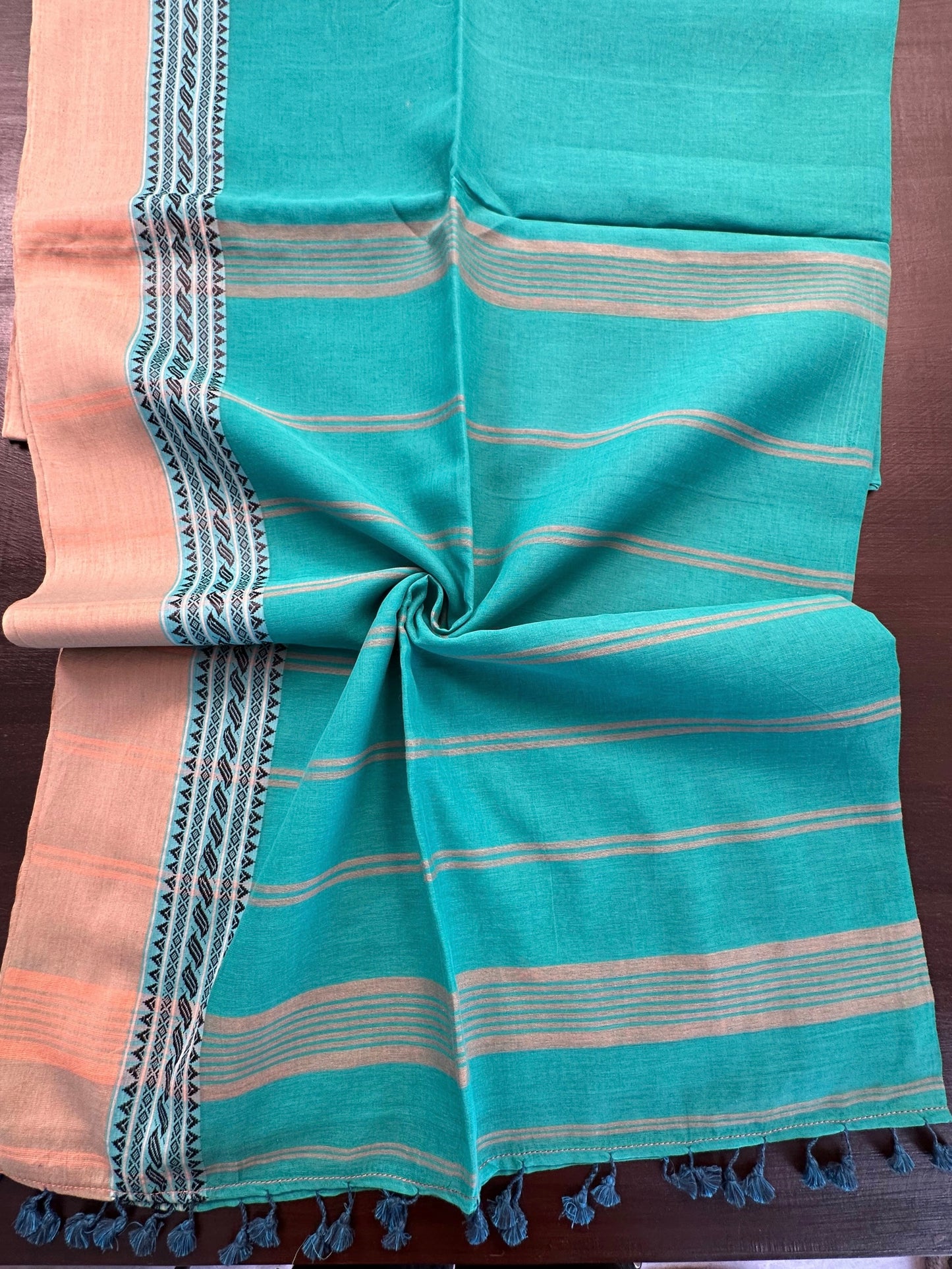 Green-Beige Tripura Cotton Saree