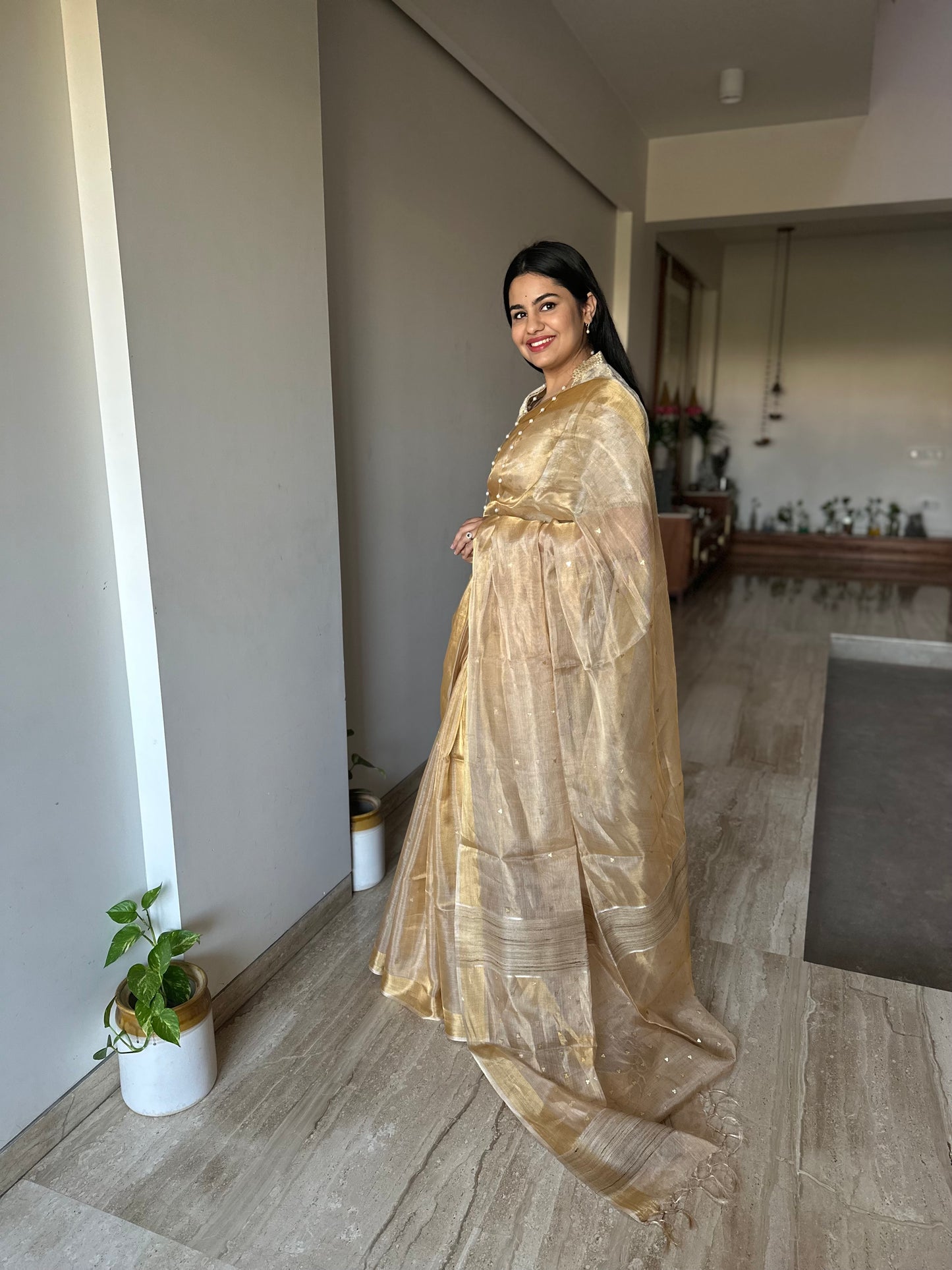 Gold Pure Tissue Silk Saree