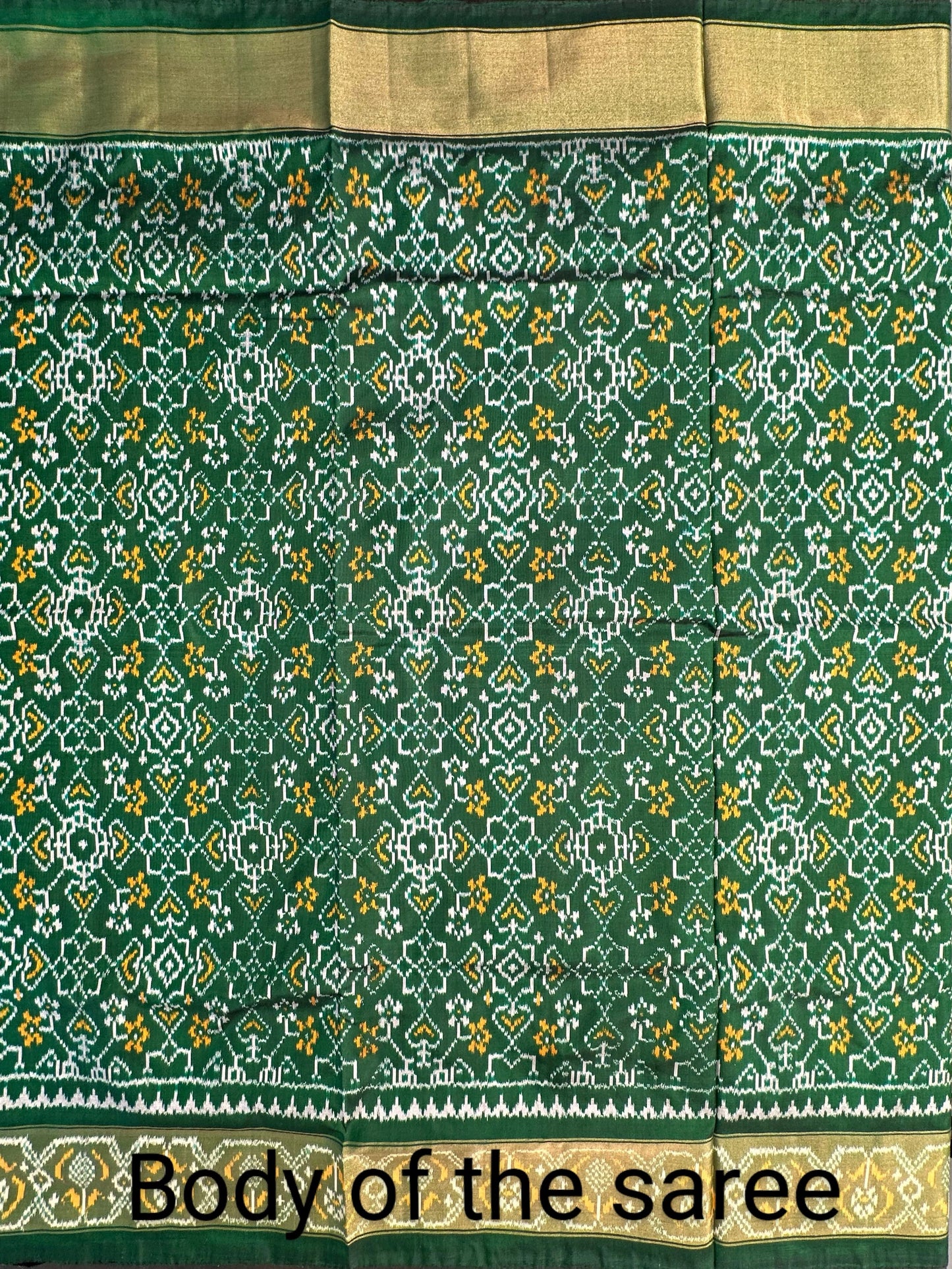 Bottle Green Patola Gharchola Handloom Silk Saree