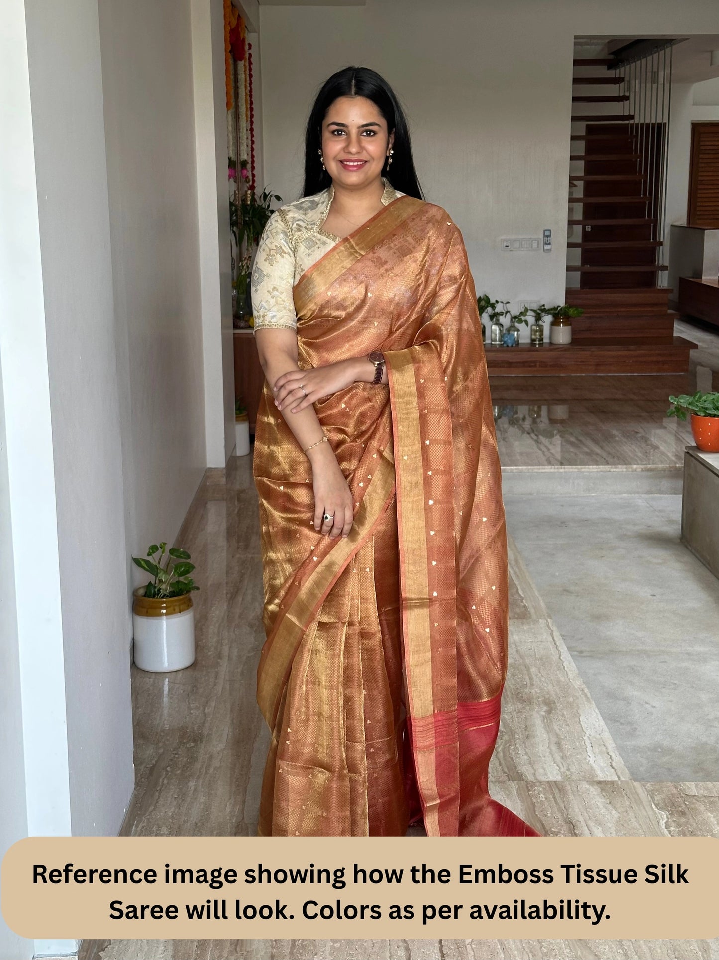 Mehndi Green Emboss Pure Tissue Silk Saree