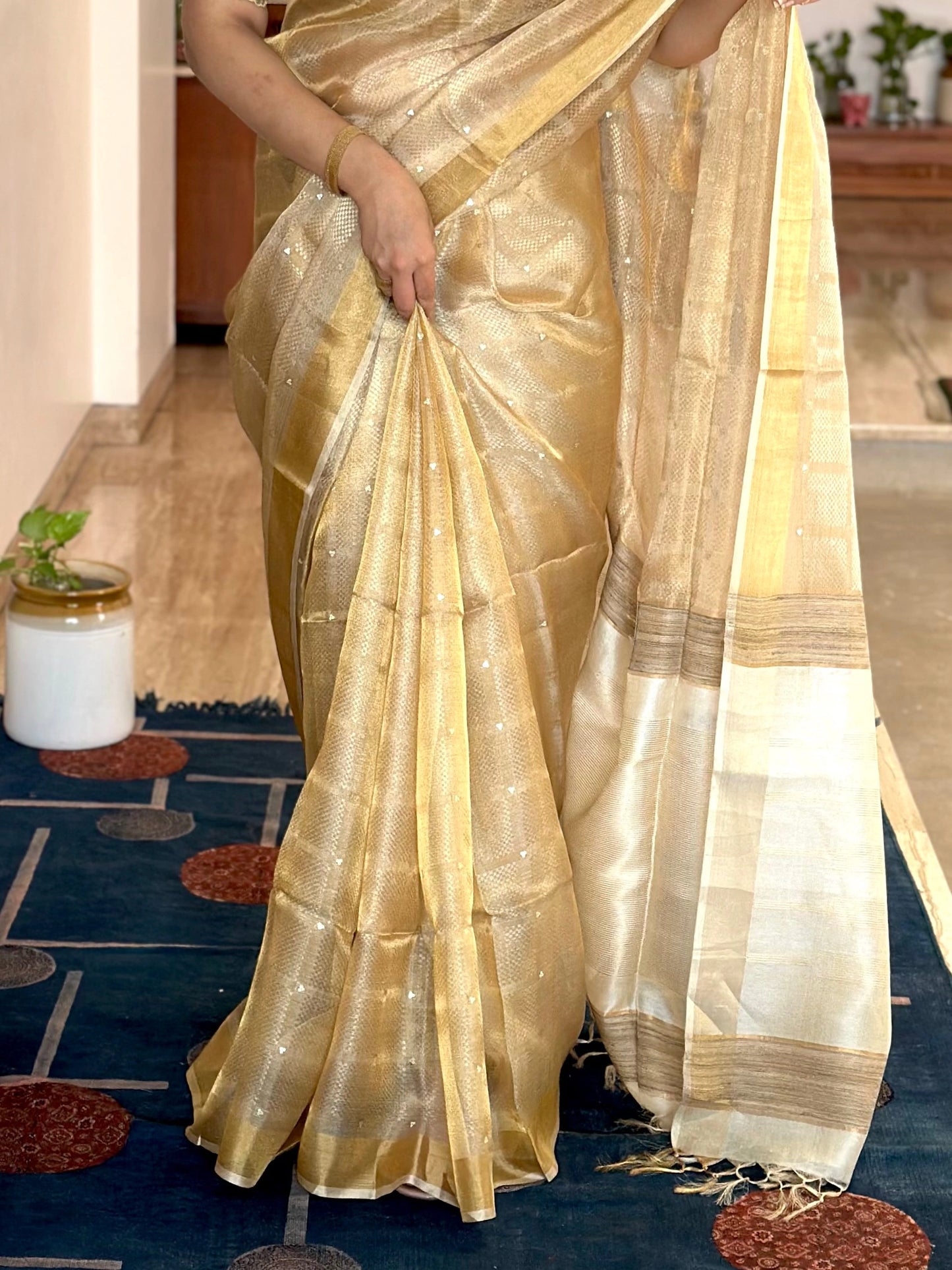 Emboss Tissue Silk Saree