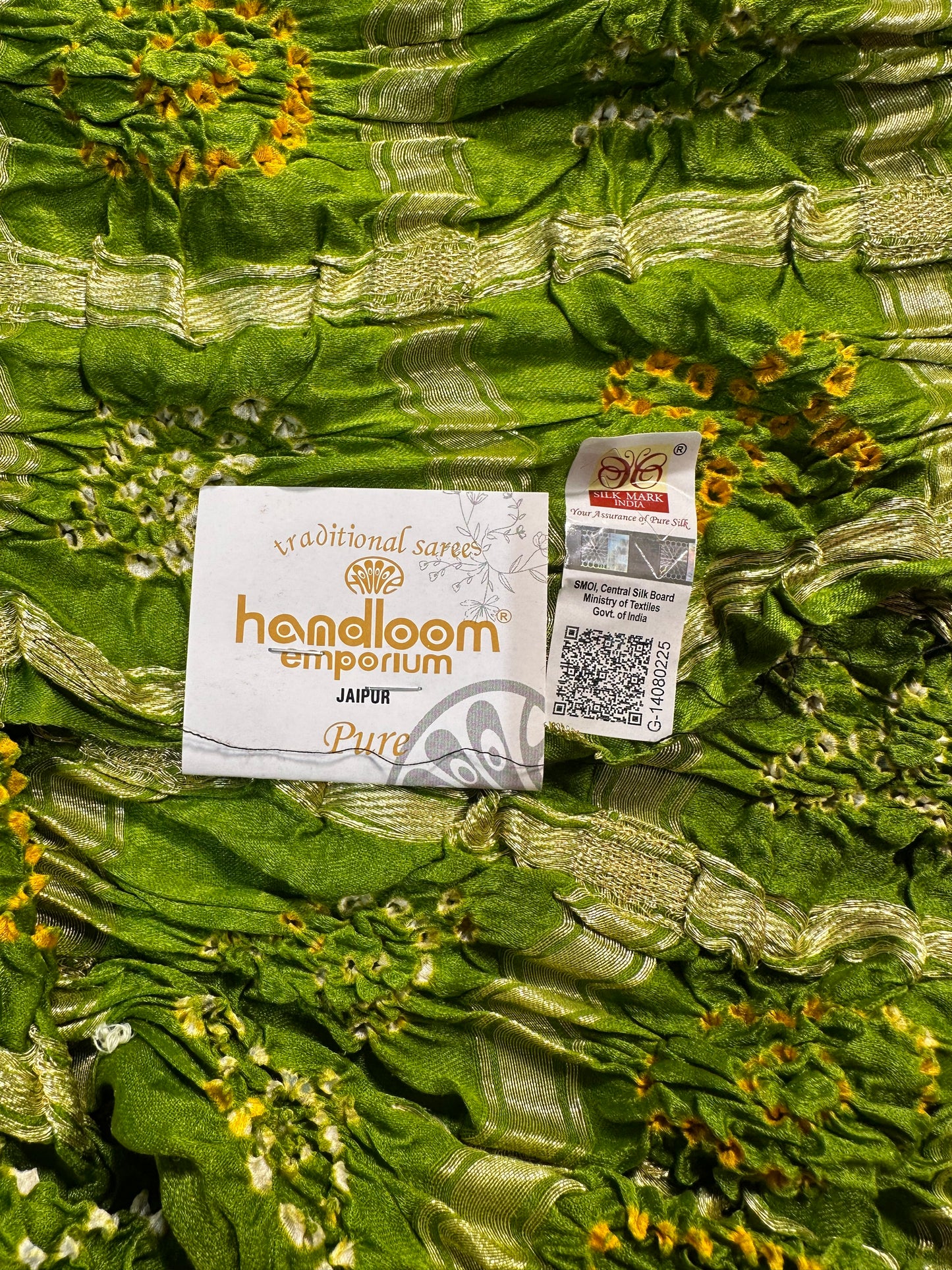 Mehendi Green Gharchola Bandhej Gajji Silk Saree