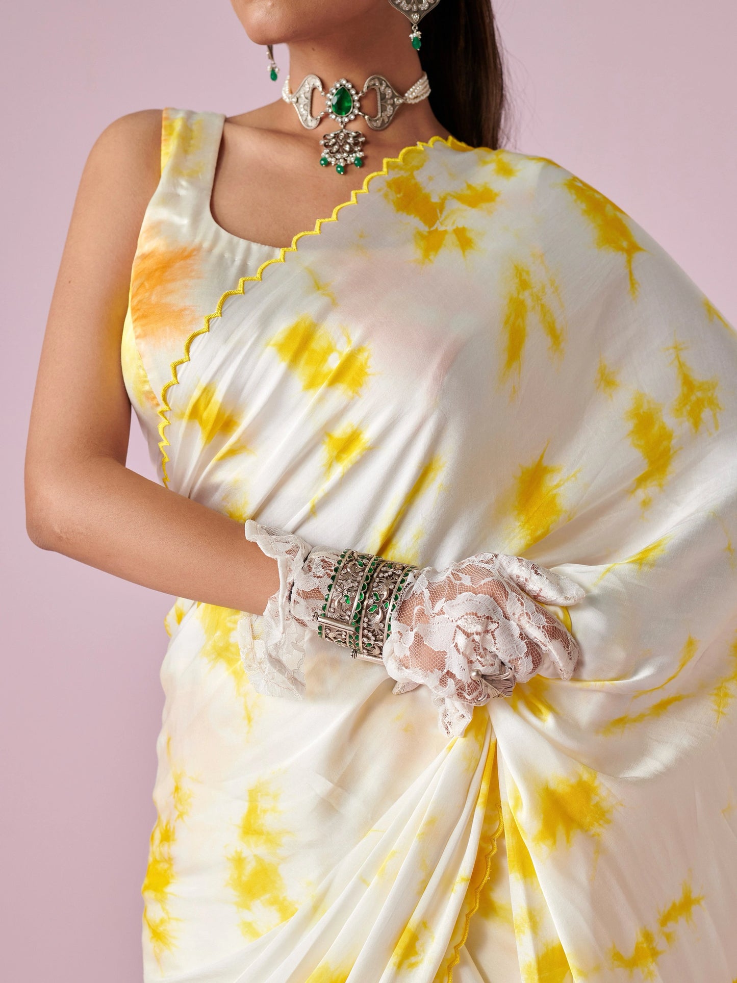 Abstract Satin Saree