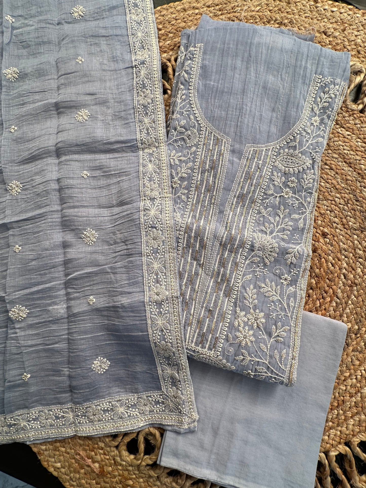 Pure Chanderi 3-Piece Suit