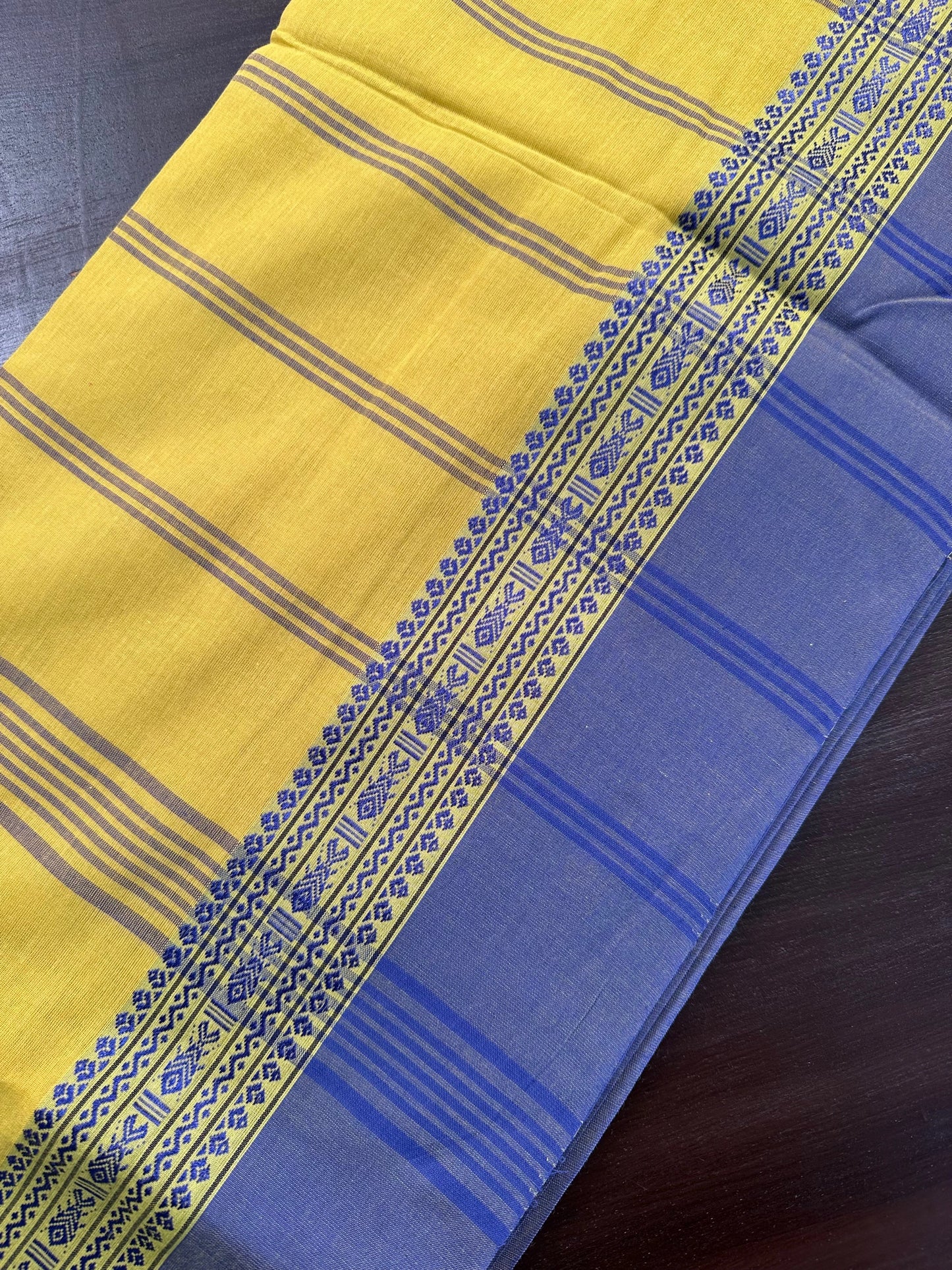 Olive Green-Blue Tripura Cotton Saree