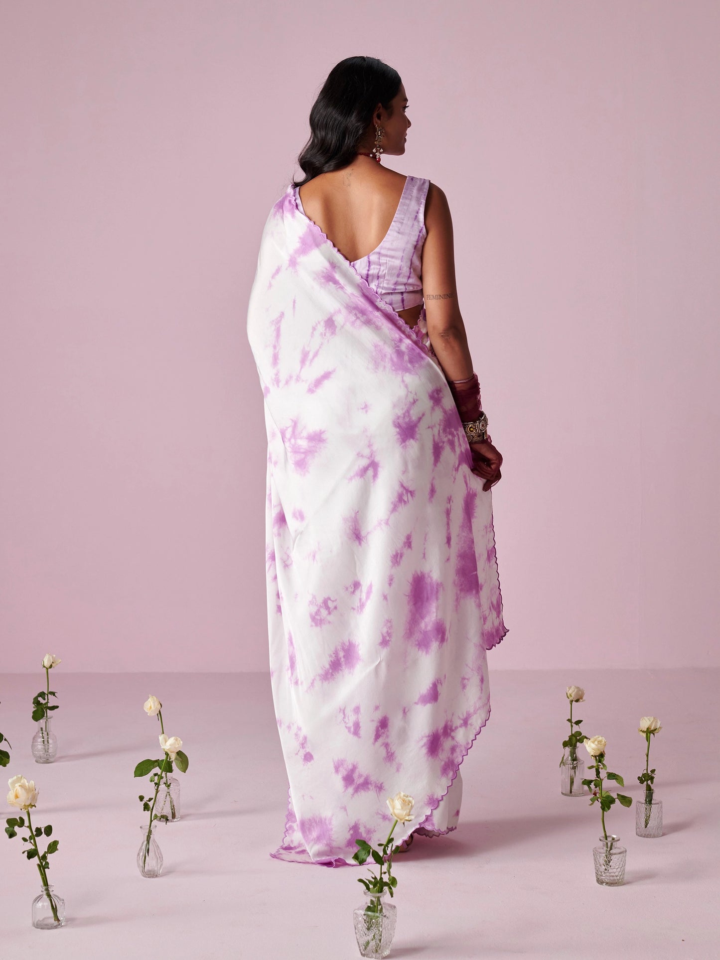 Abstract Satin Saree