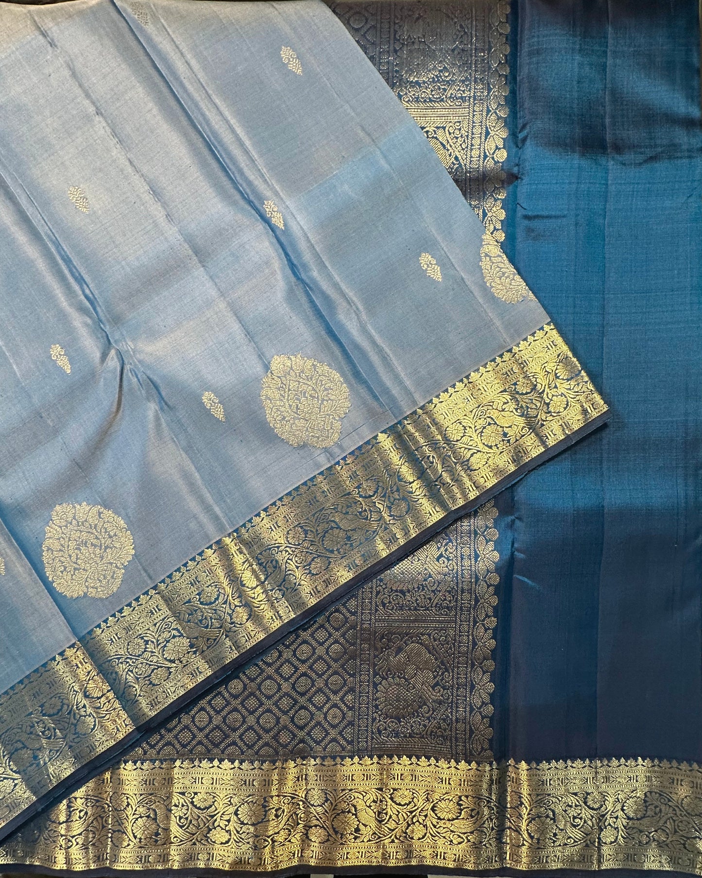 Blue Handloom Kanjivaram Pure Silk Saree