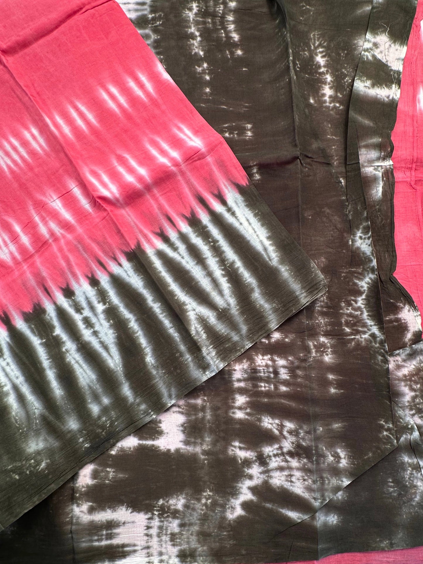 Pink-Grey Batik Pure Cotton Saree