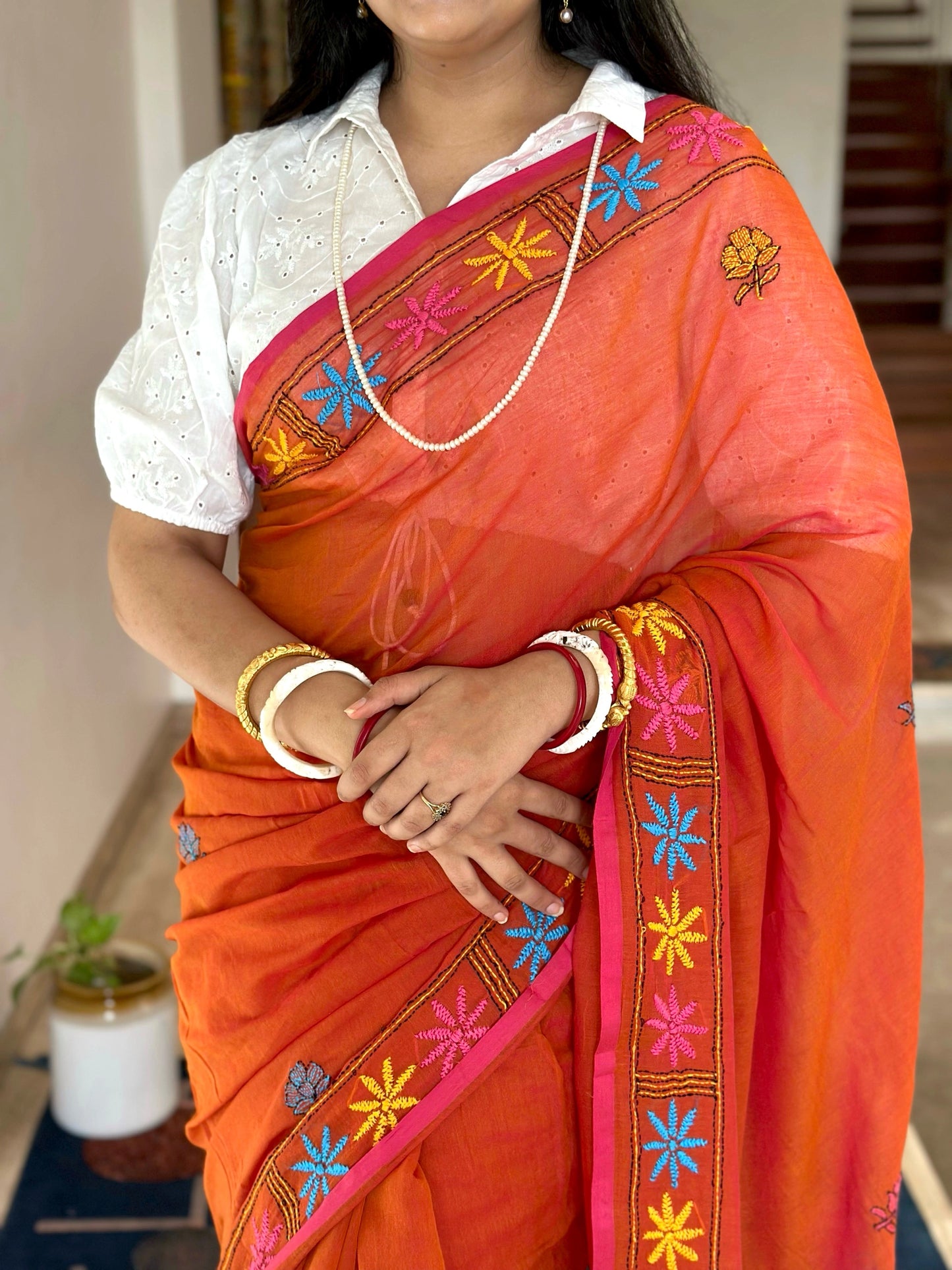 Kaantha Embroidery Cotton Saree