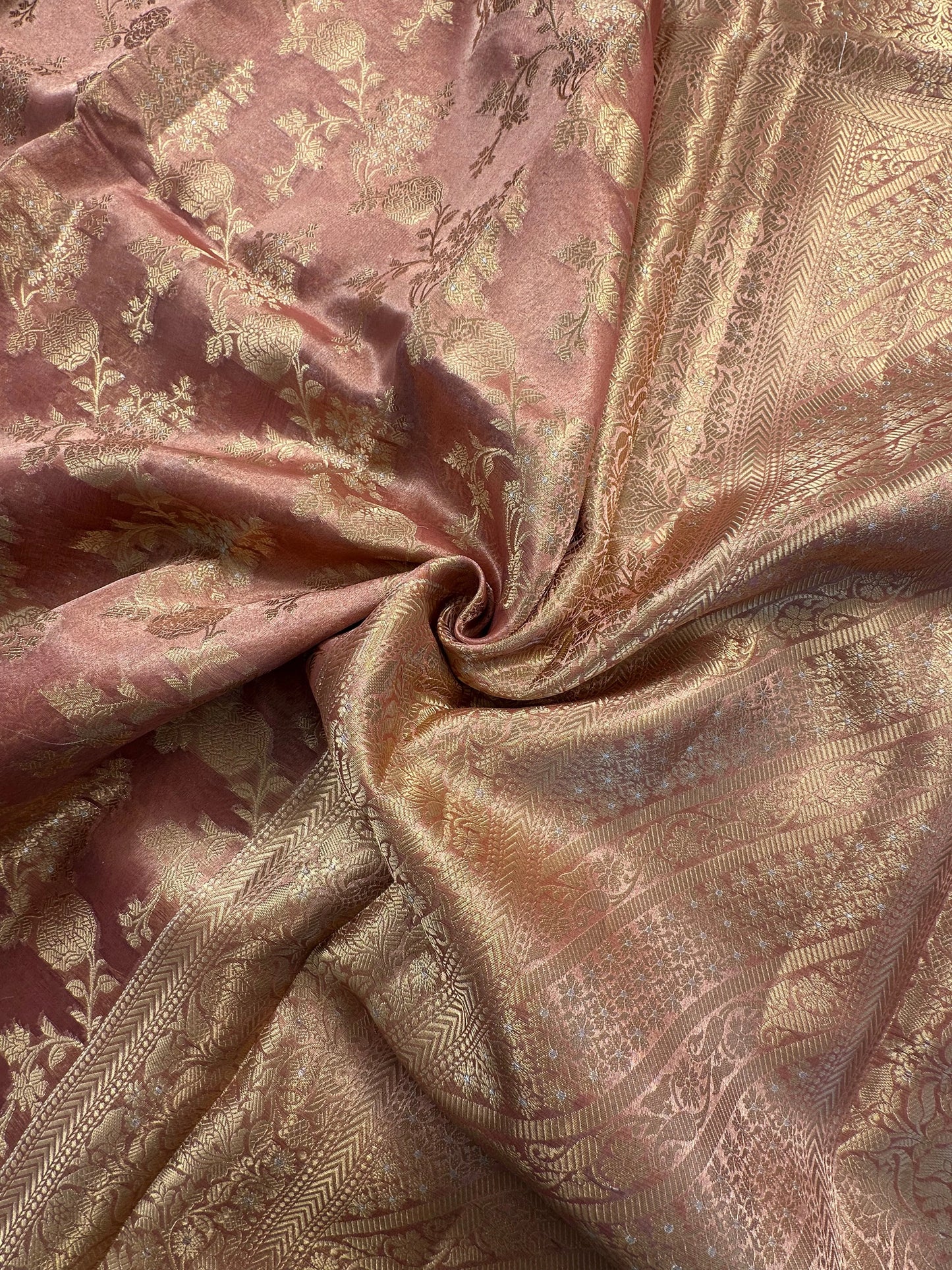Dusky Pink Tissue Silk Saree