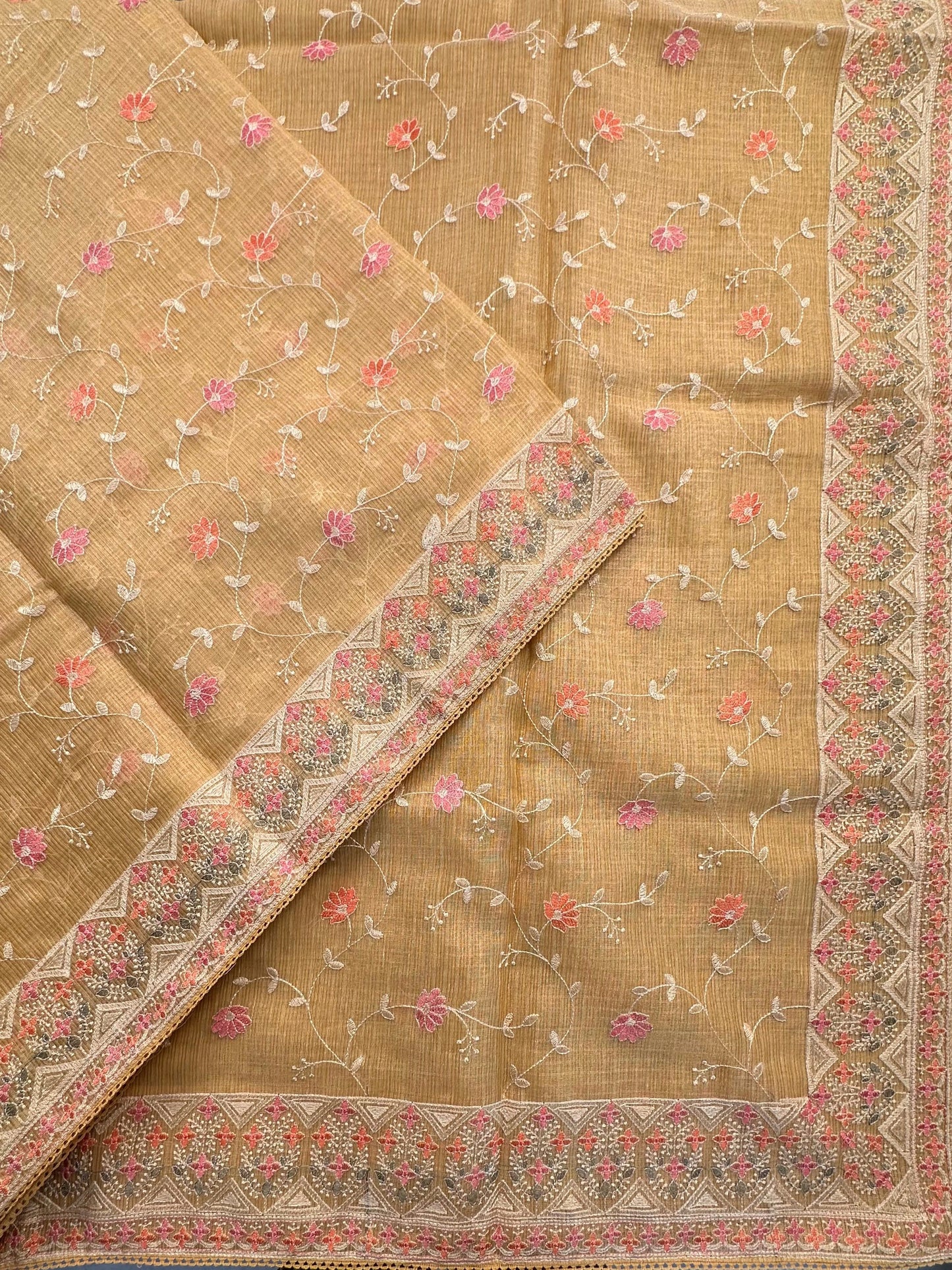 Mustard Fancy Tissue Saree