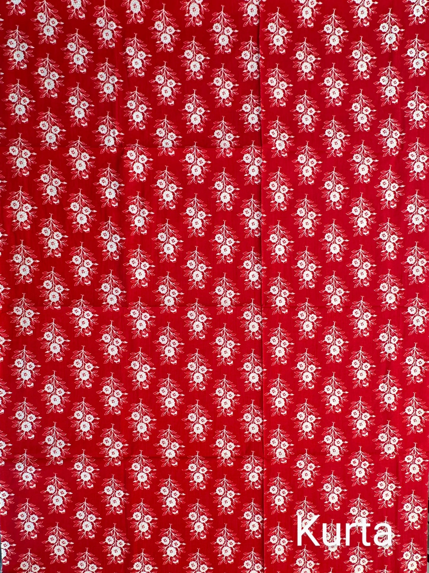 Red Printed Pure Cotton 3-Piece Suit