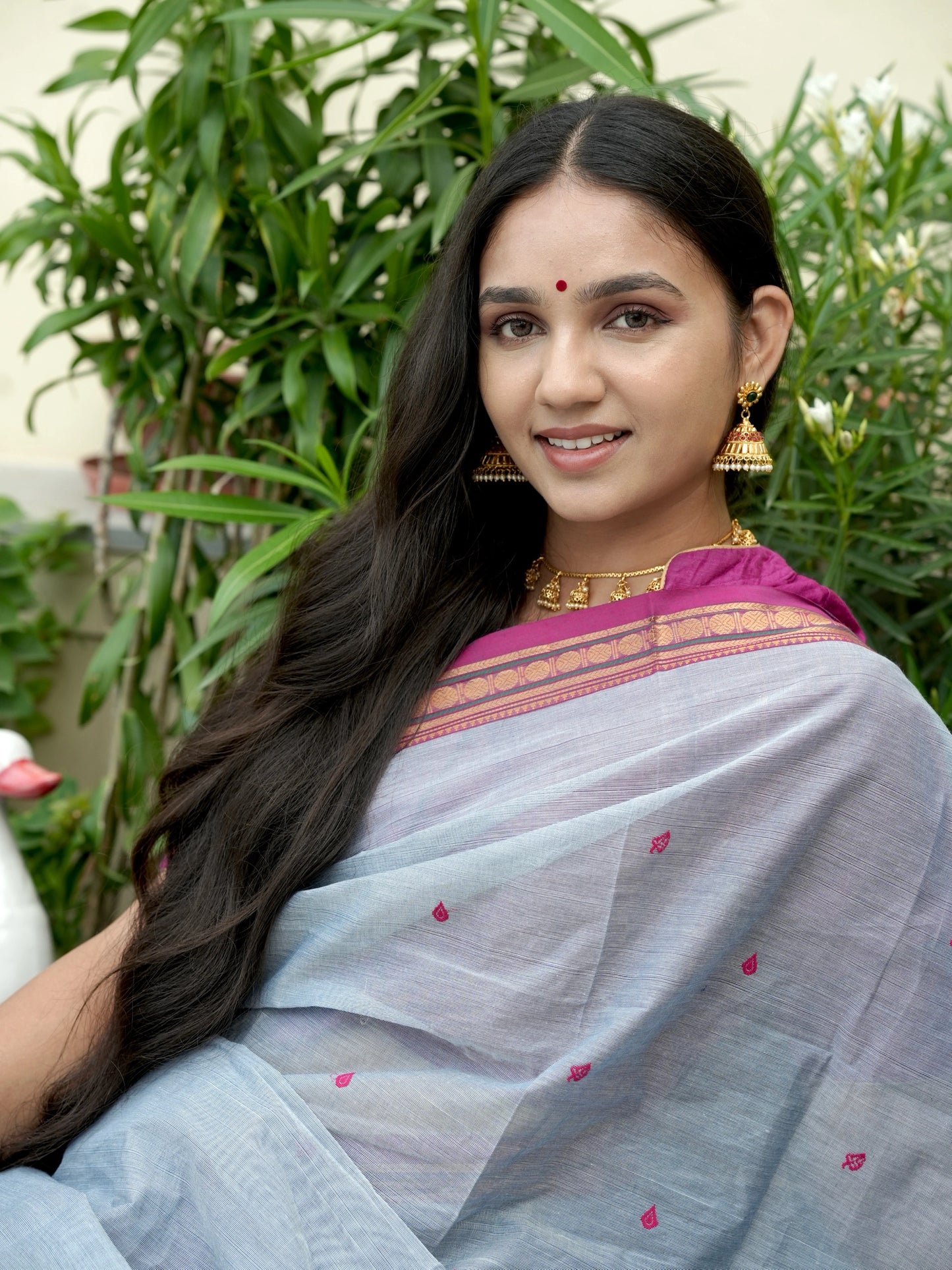 Grey Narayanpet Cotton Saree