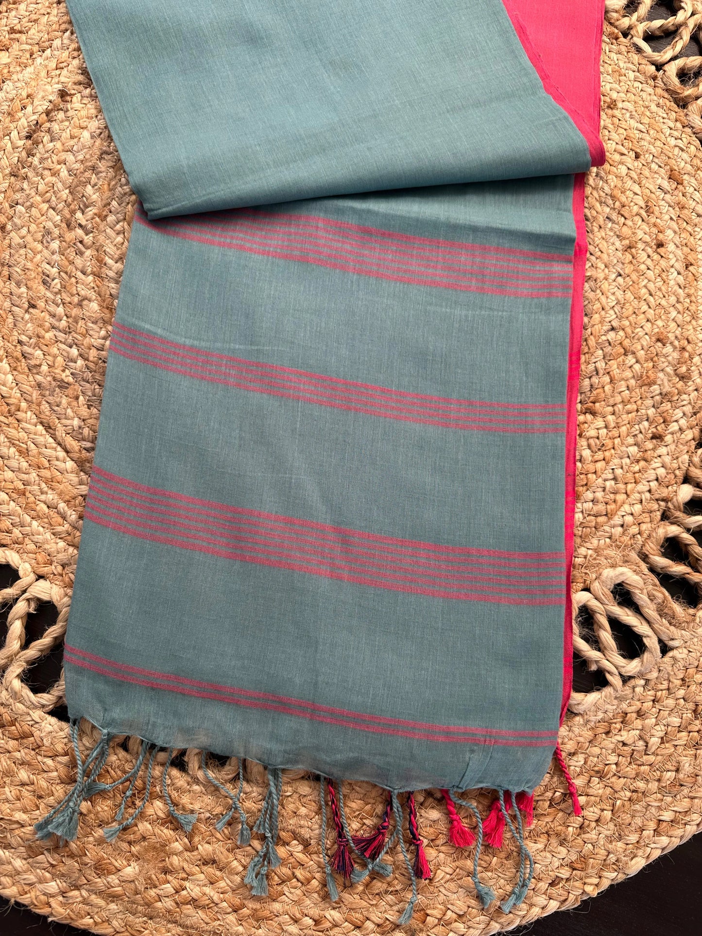 Jade Ivy-Pink Tripura Cotton Saree