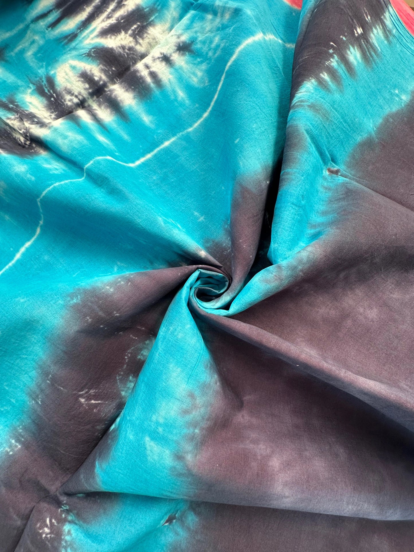 Firozi-Pink Batik Pure Cotton Saree