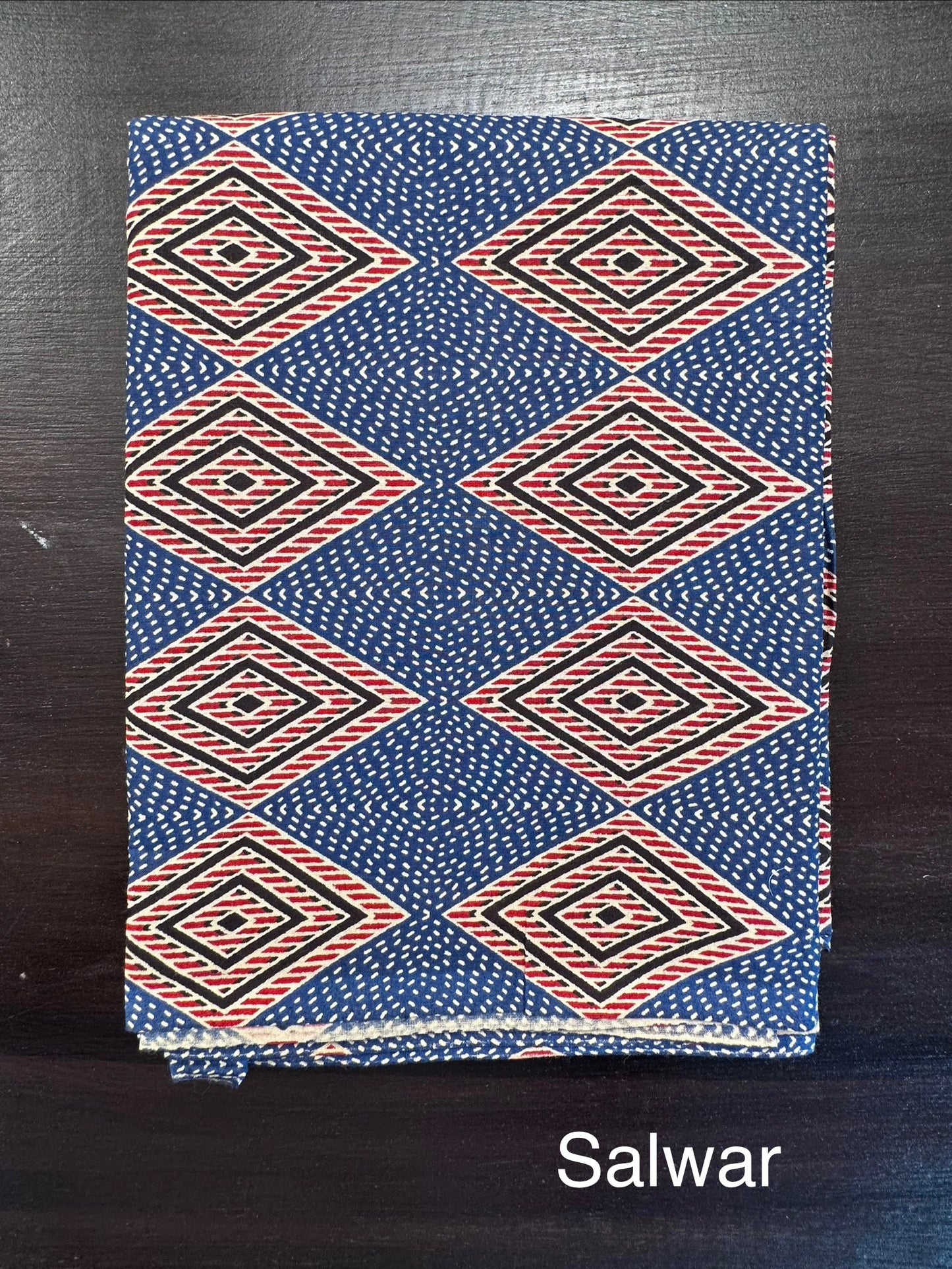 Navy Blue Printed Pure Cotton Suit