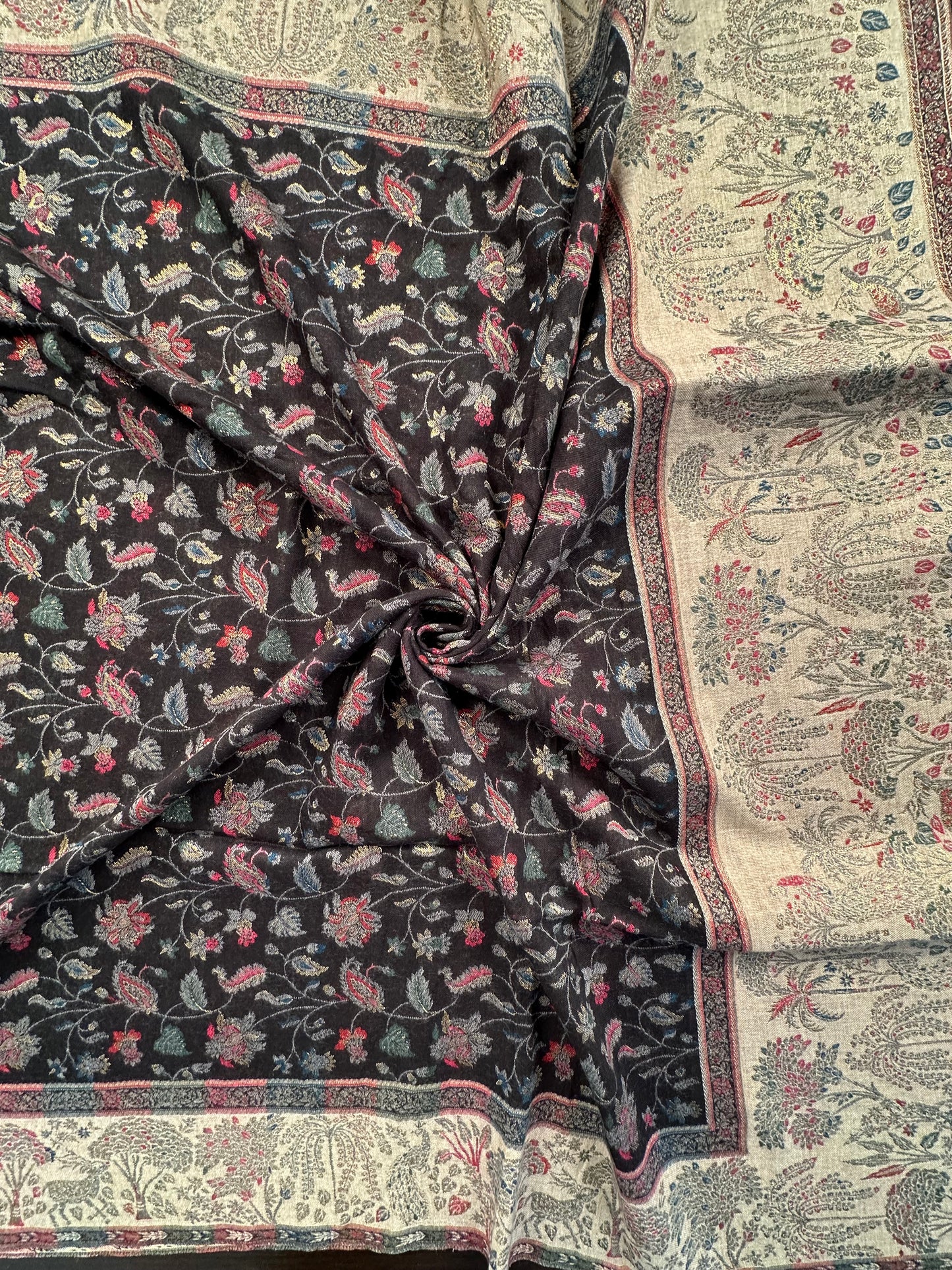 Black Blended Wool Shawl