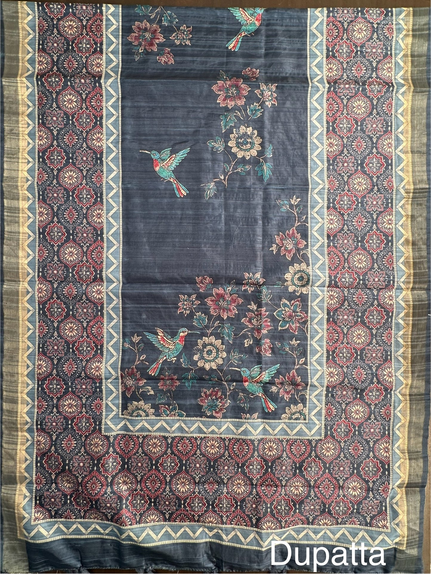 Navy Blue Fancy Cotton 3-Piece Suit