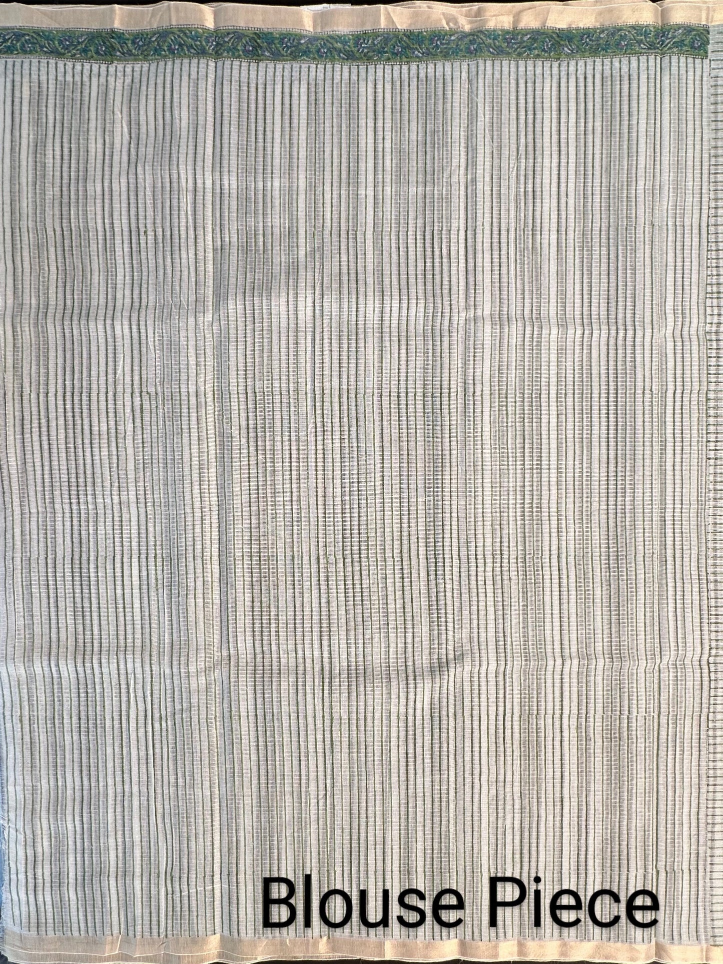 Off White-Grey Block Printed Kota Doria Cotton saree