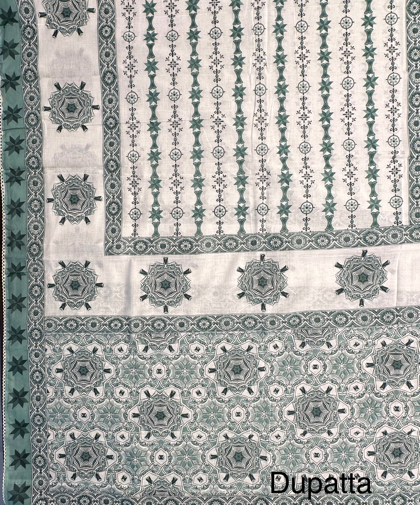 Off White-Rama Green Necktie Cotton 3-Piece Suit