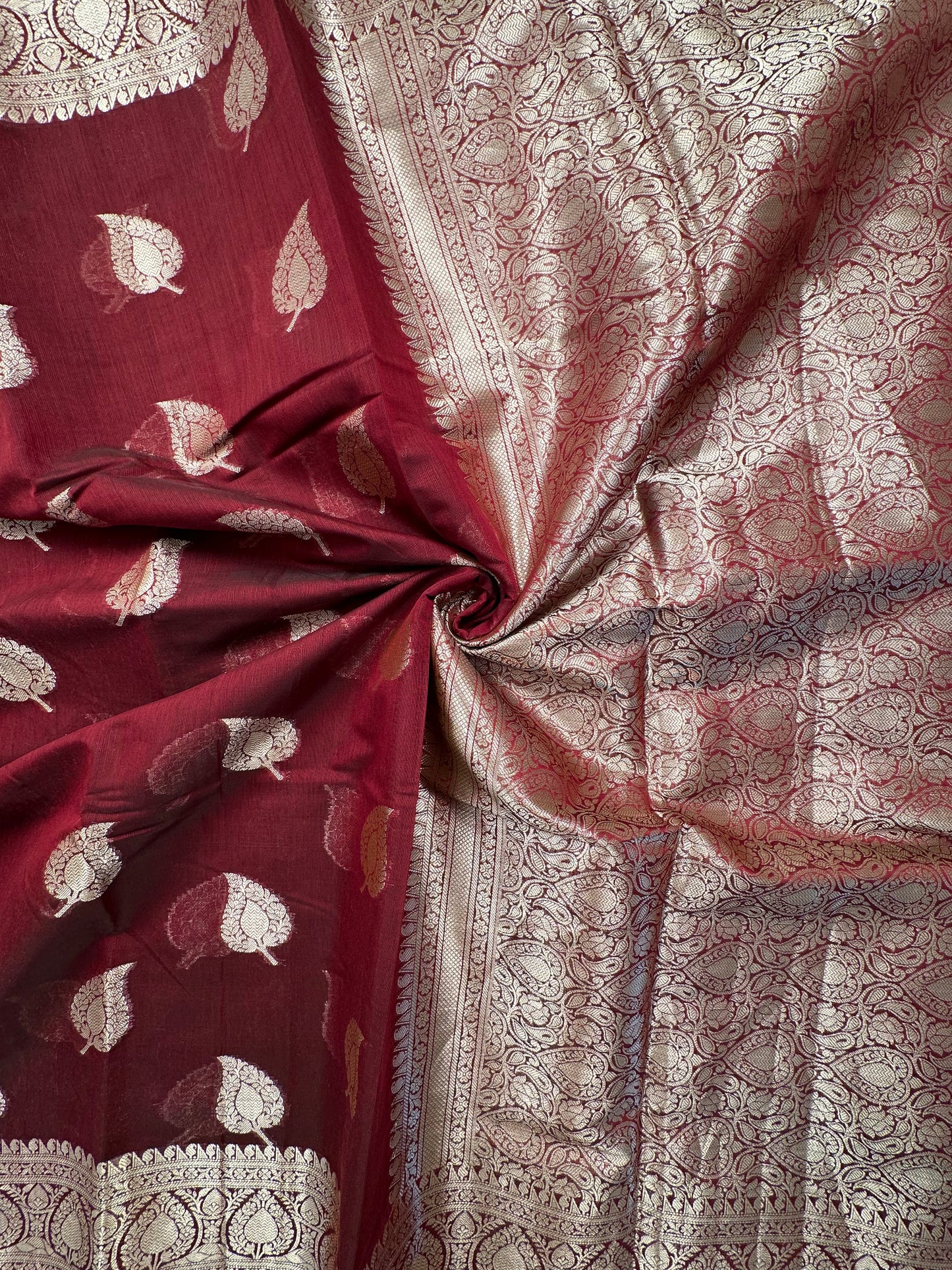 Maroon Chanderi Cotton Saree