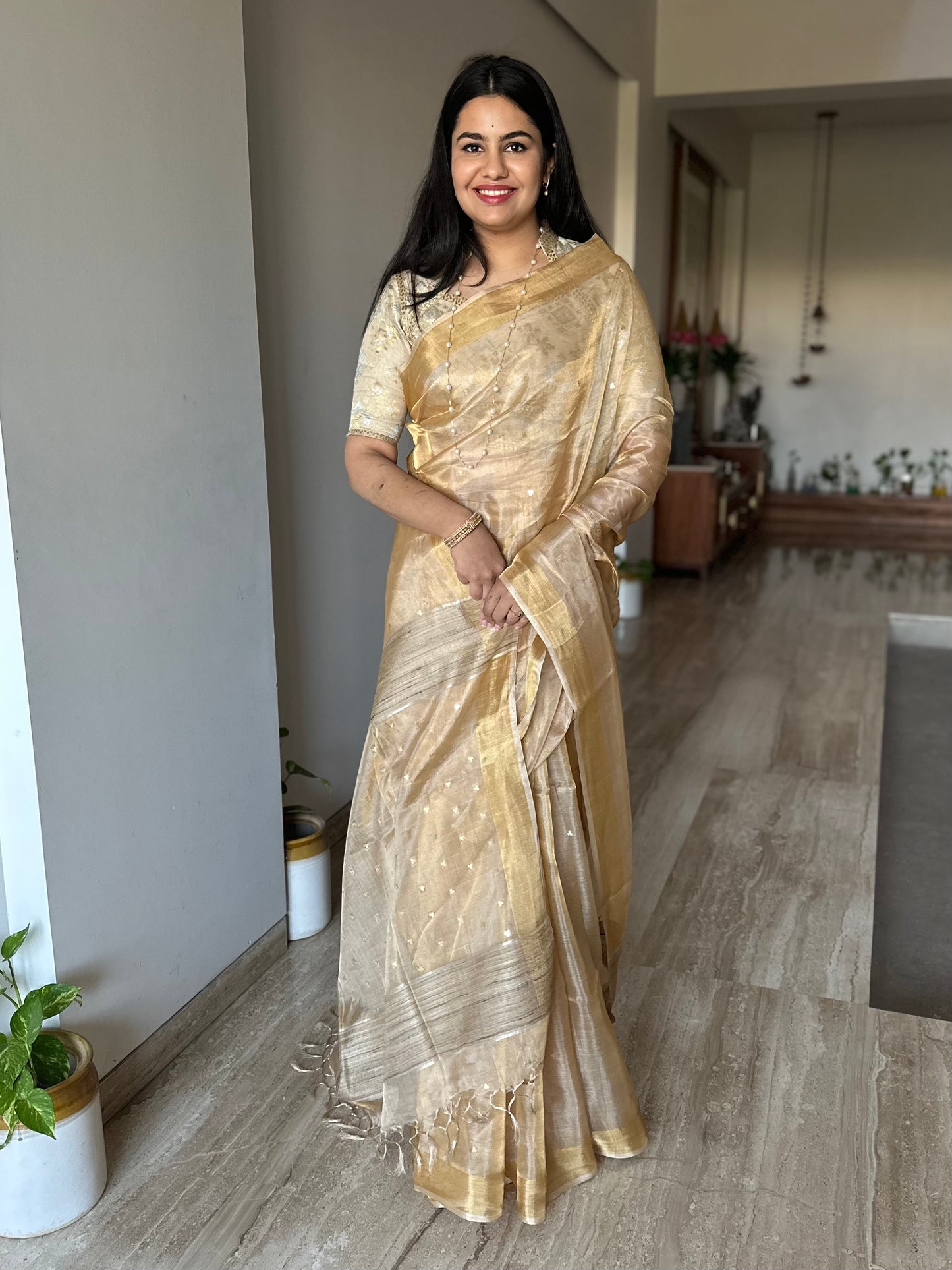 Gold Pure Tissue Silk Saree