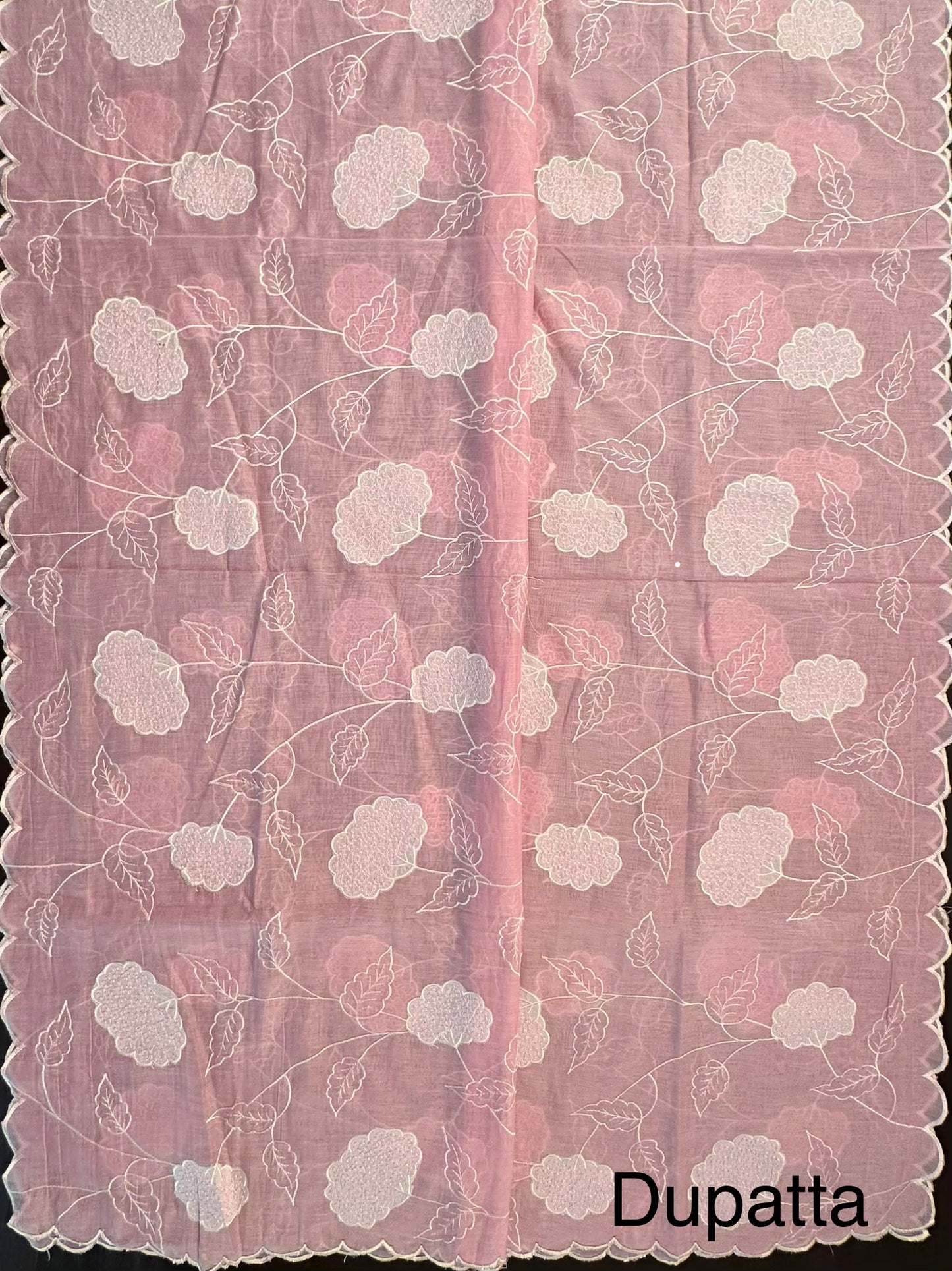 Pink Cotton Chanderi 3-Piece Unstitched Suit