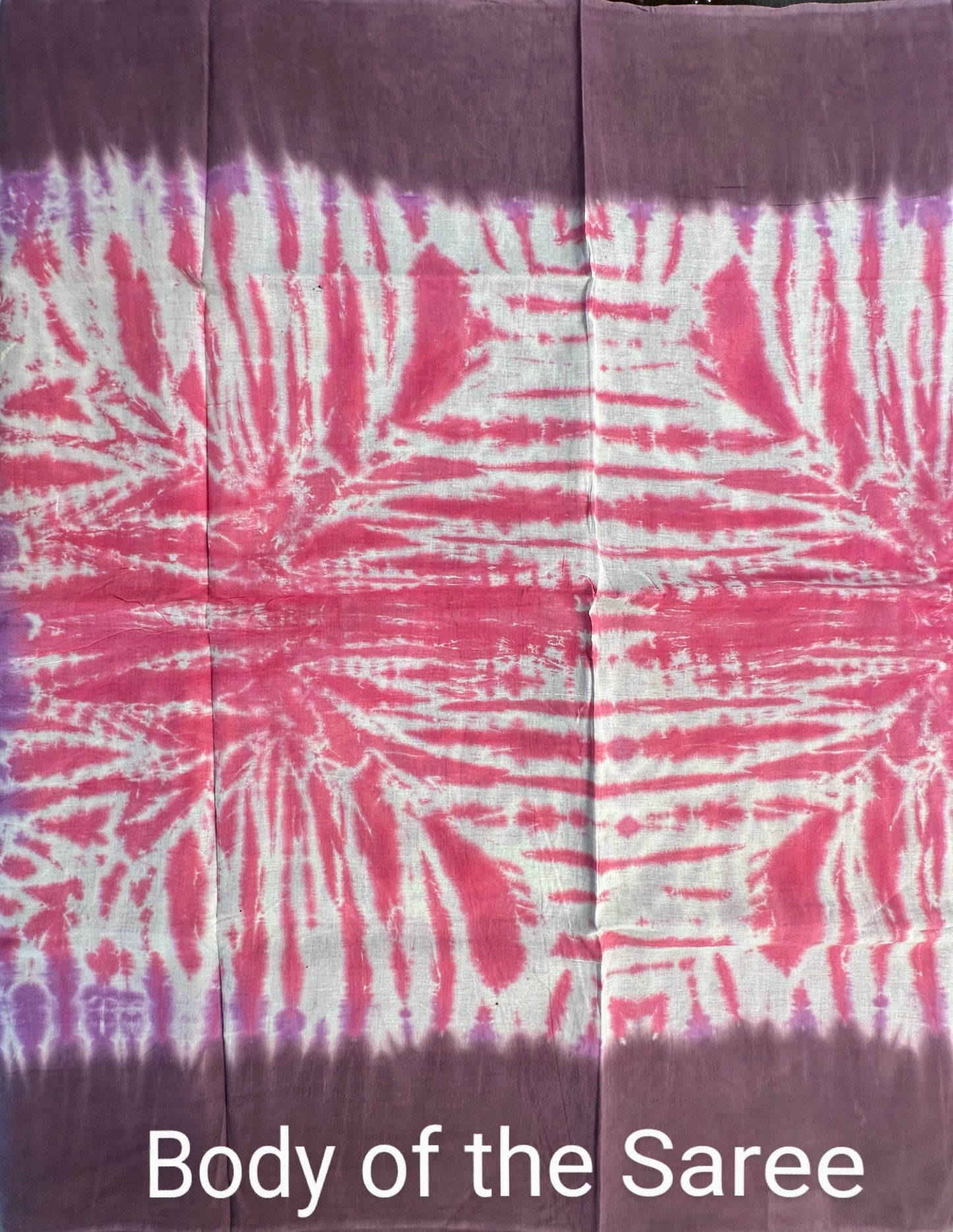 Purple-Coral Pink Batik Pure Cotton Saree
