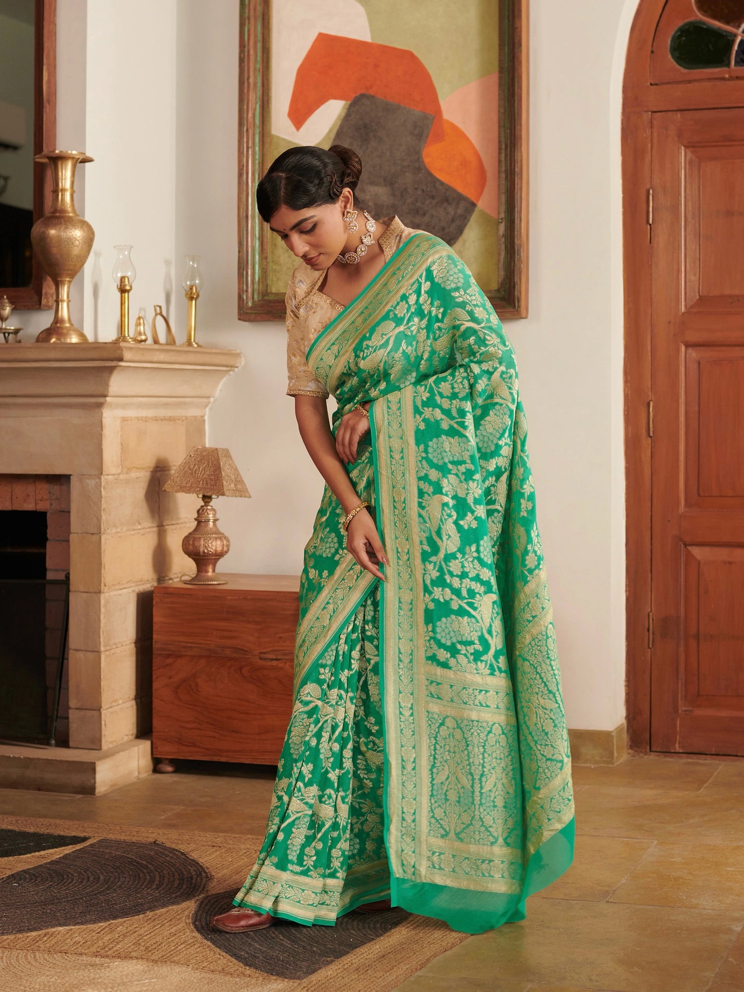 Khaddi Jaal Pure Georgette Saree