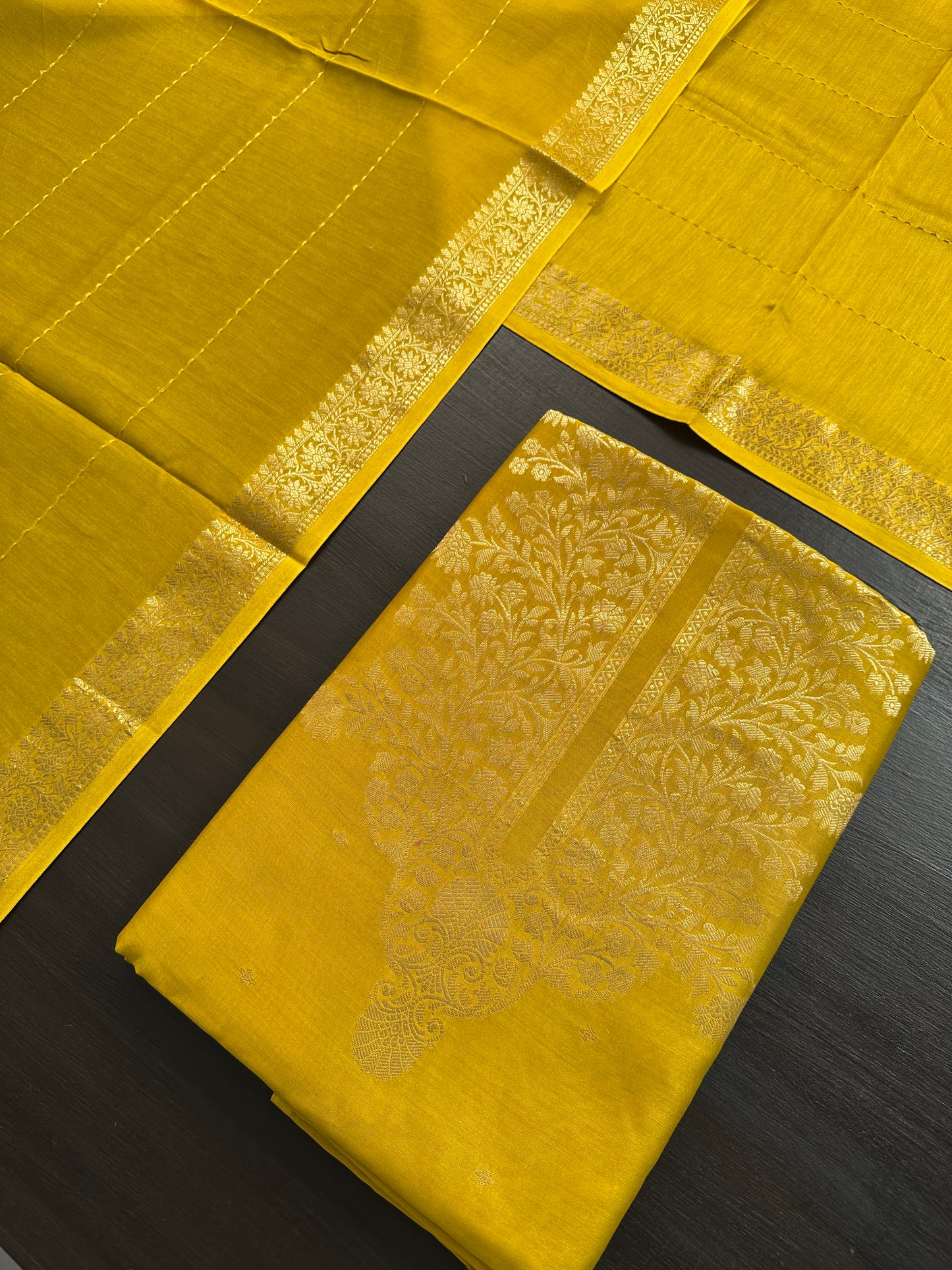 Mustard Handloom Chanderi Suit