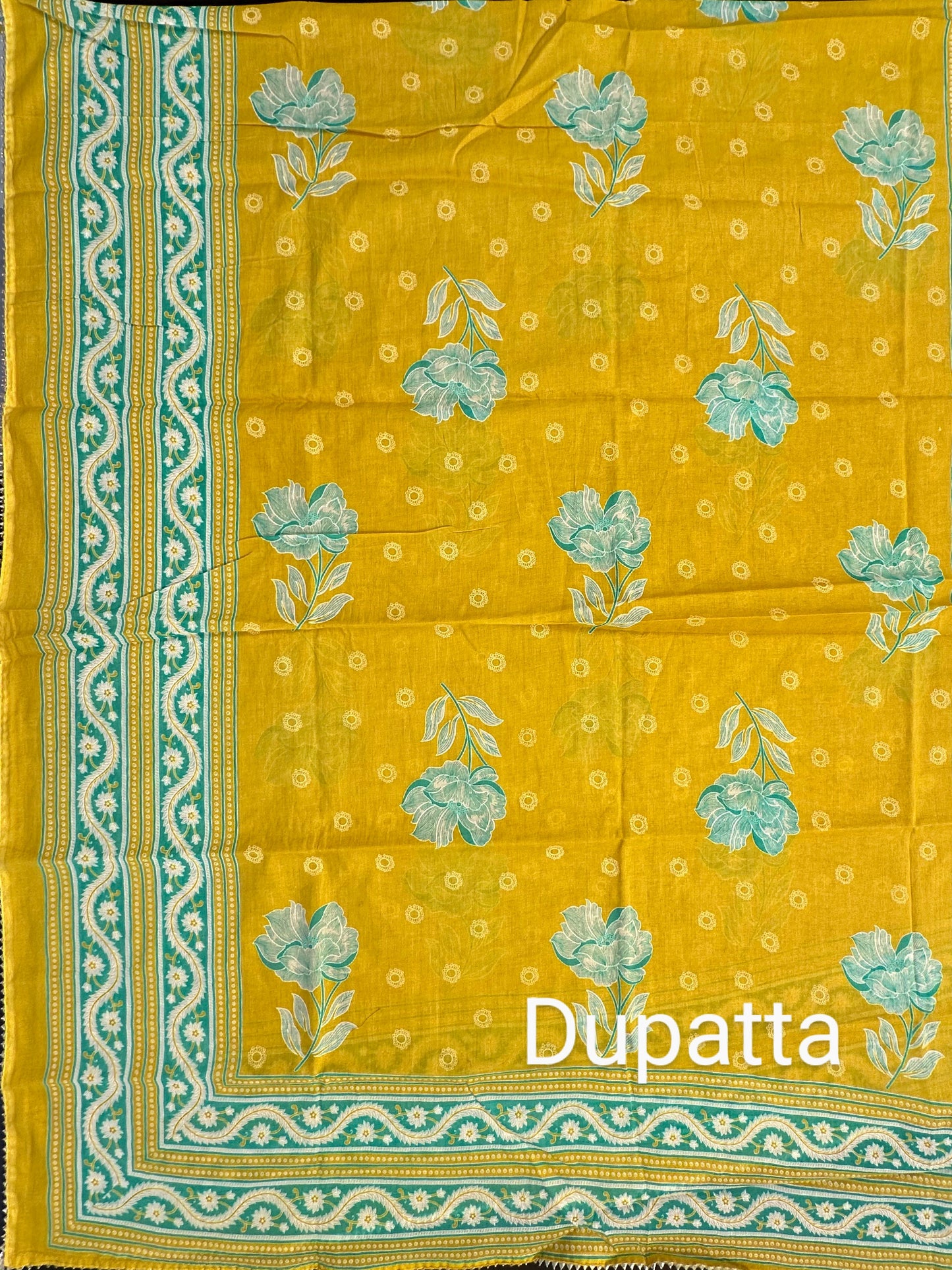 Yellow Angrakha Printed Cotton 3-Piece Suit
