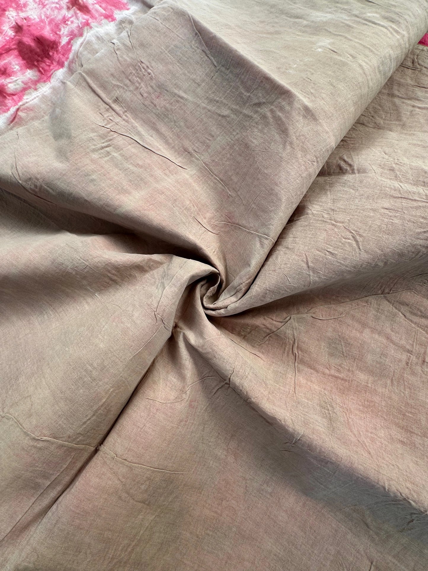 Pink-Beige Batik Pure Cotton Saree