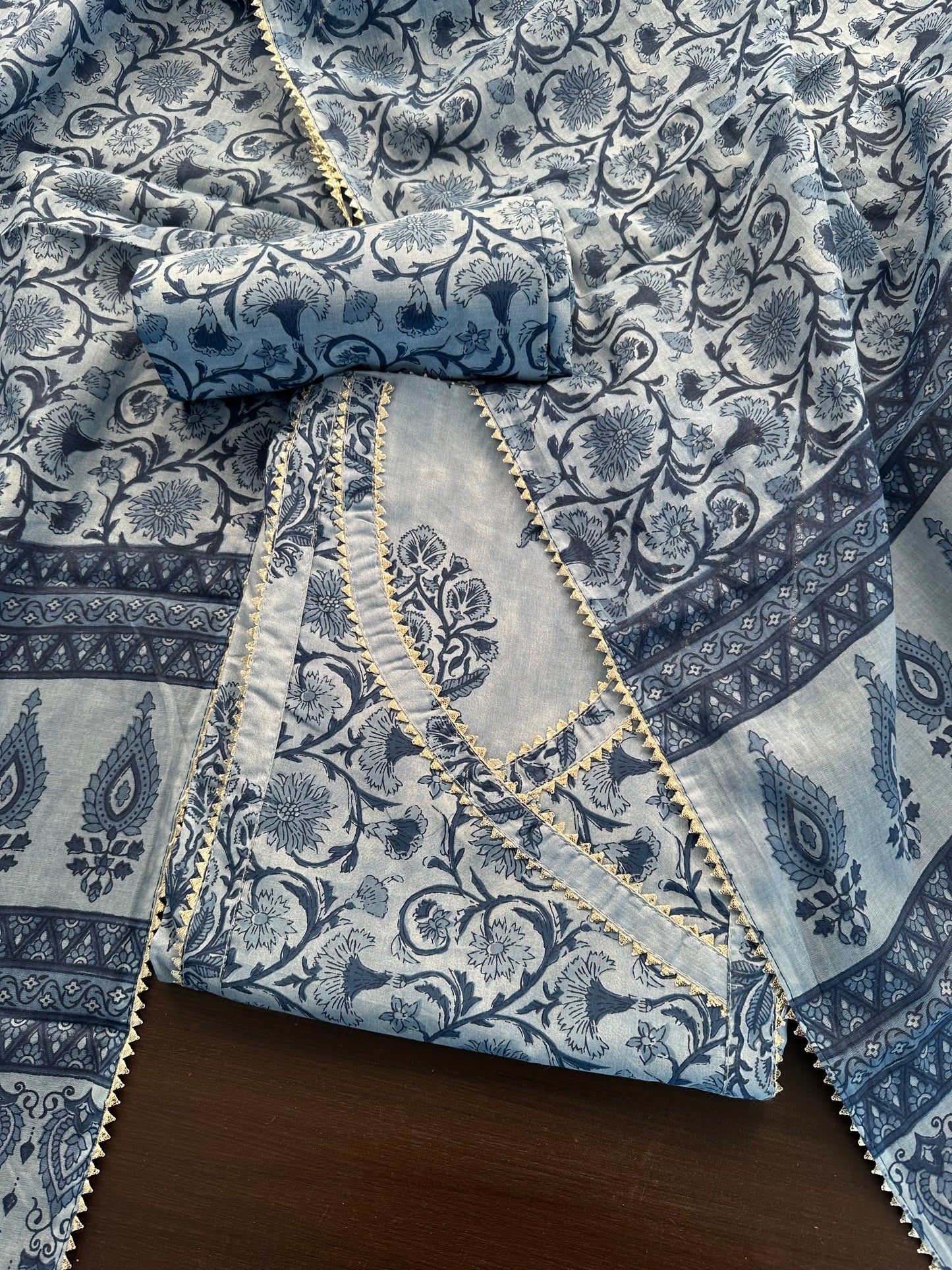 Angrakha Printed Cotton 3-Piece Suit