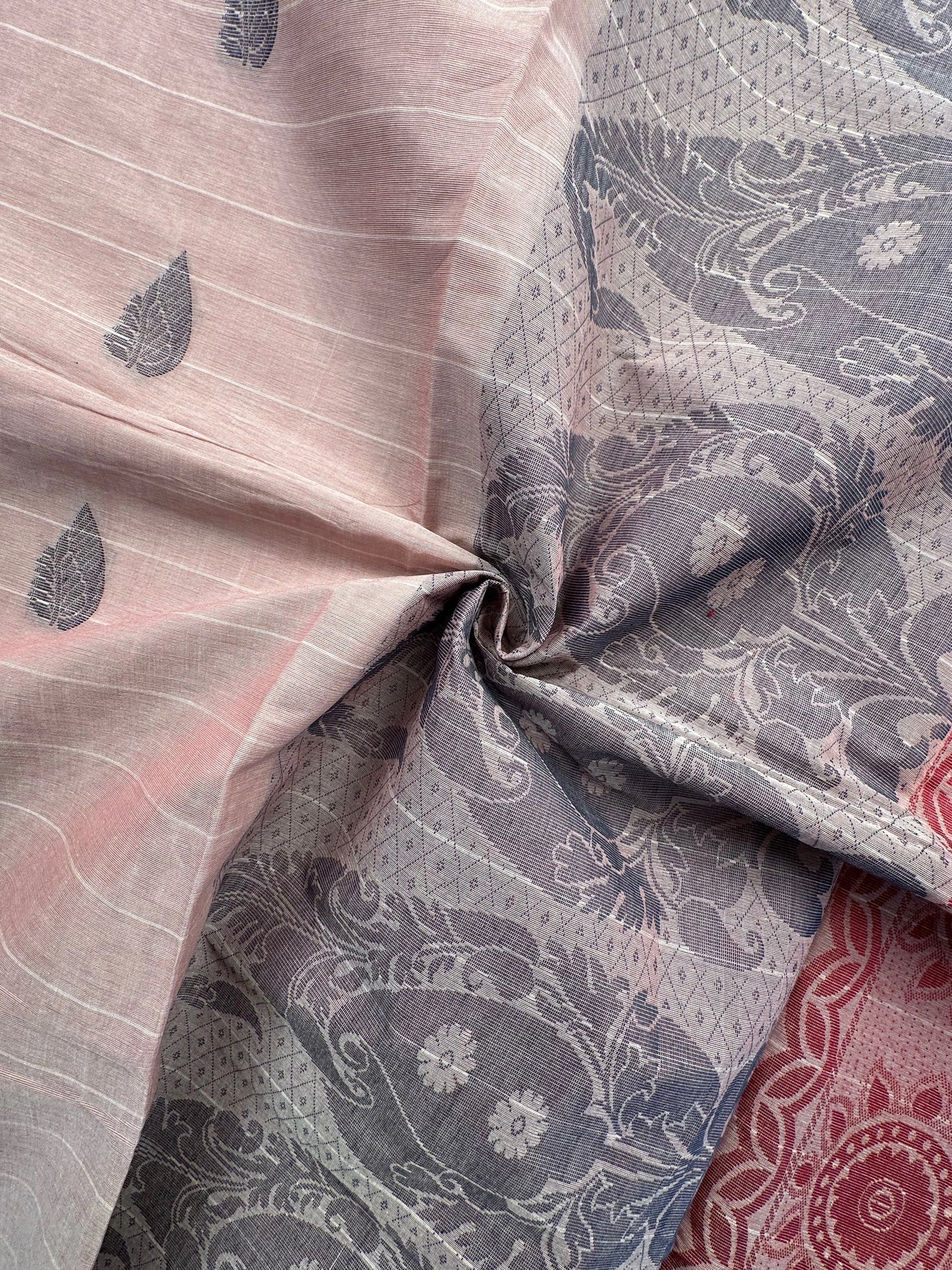 Light Mauve Village Pure Cotton Saree